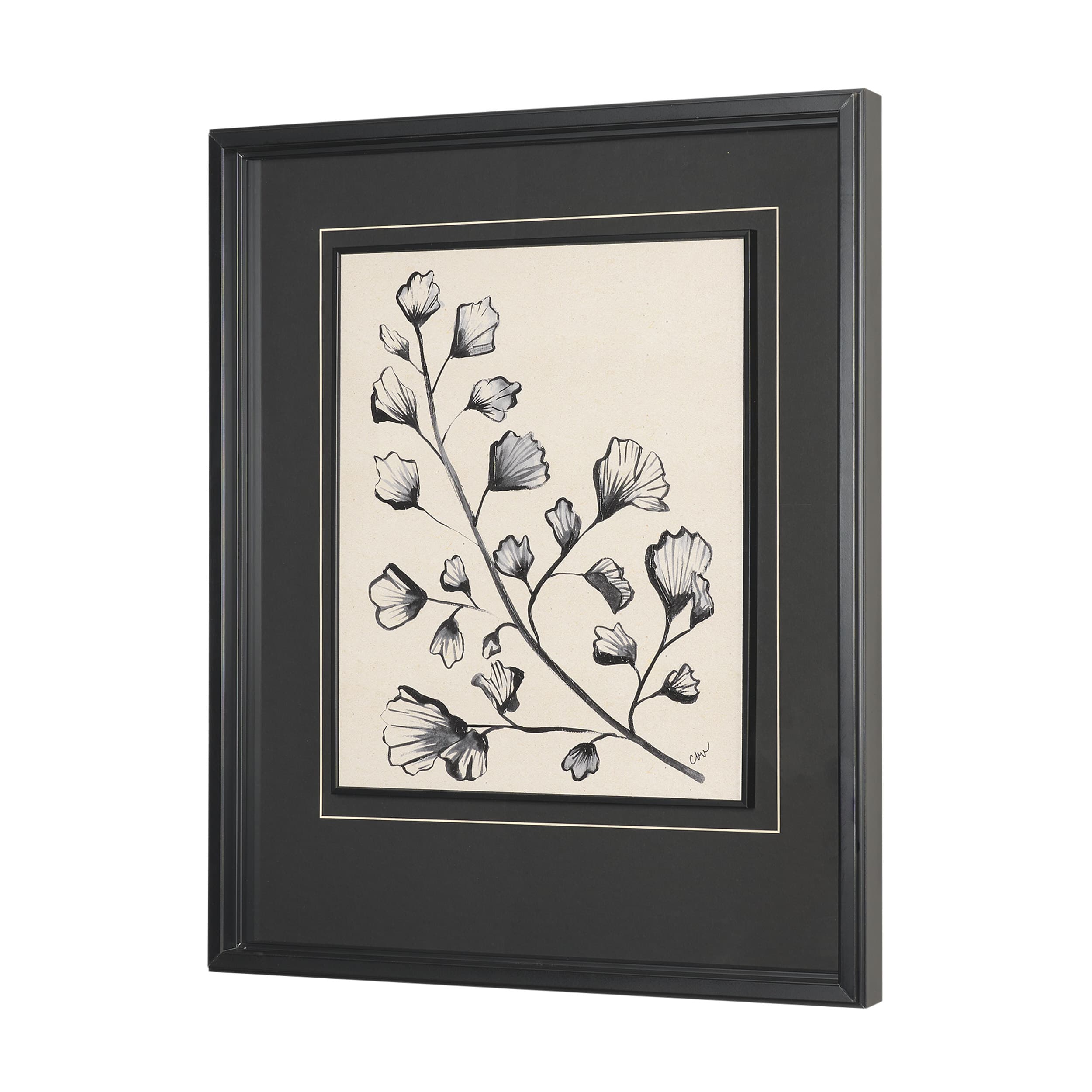 Fan Leaves by Cristina Bartl Villa Hand-Embellished Textured Framed Artwork Matted under Glass — product photograph