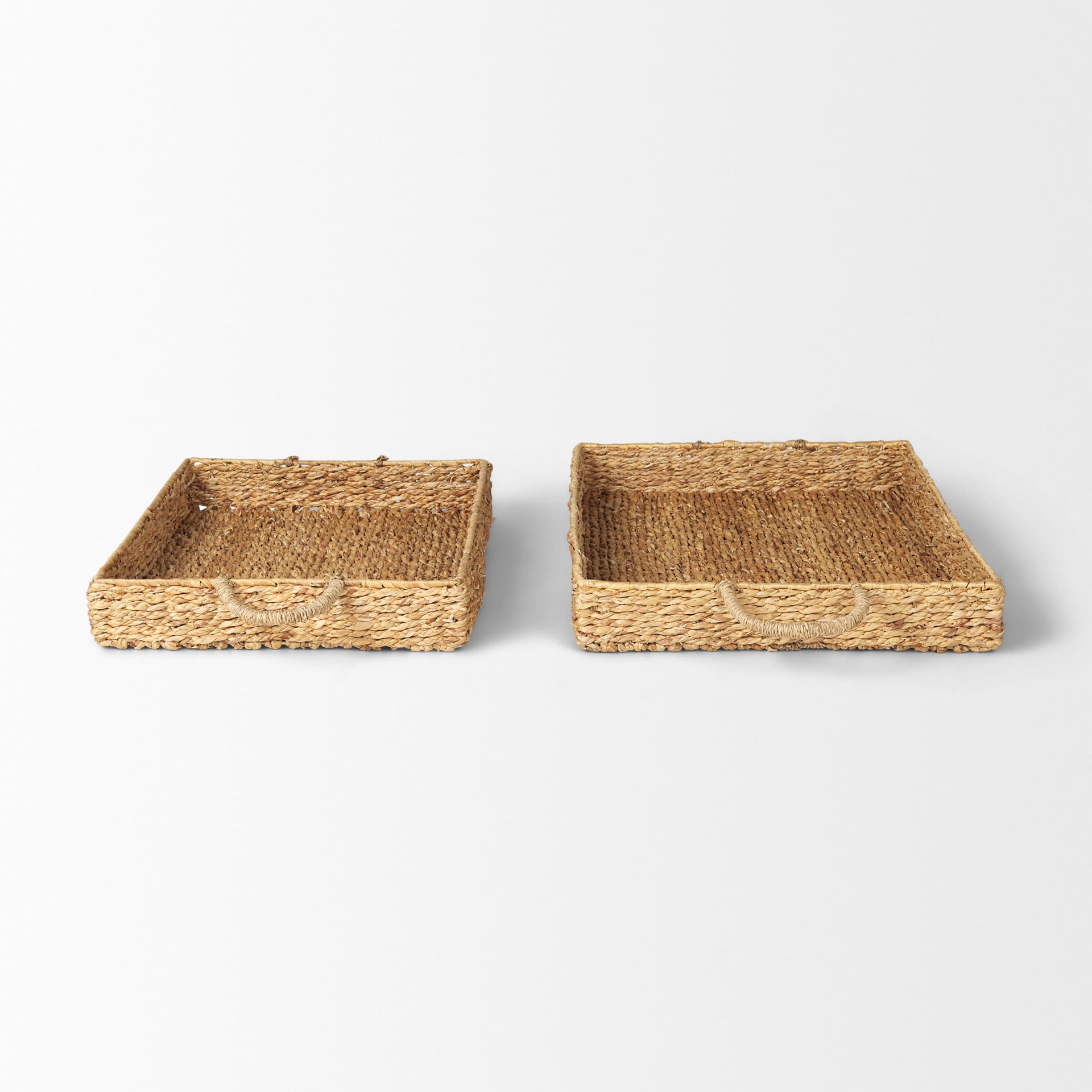 Hona Set of 2 Large Rectangular Nesting Water Hyacinth Trays — product photograph