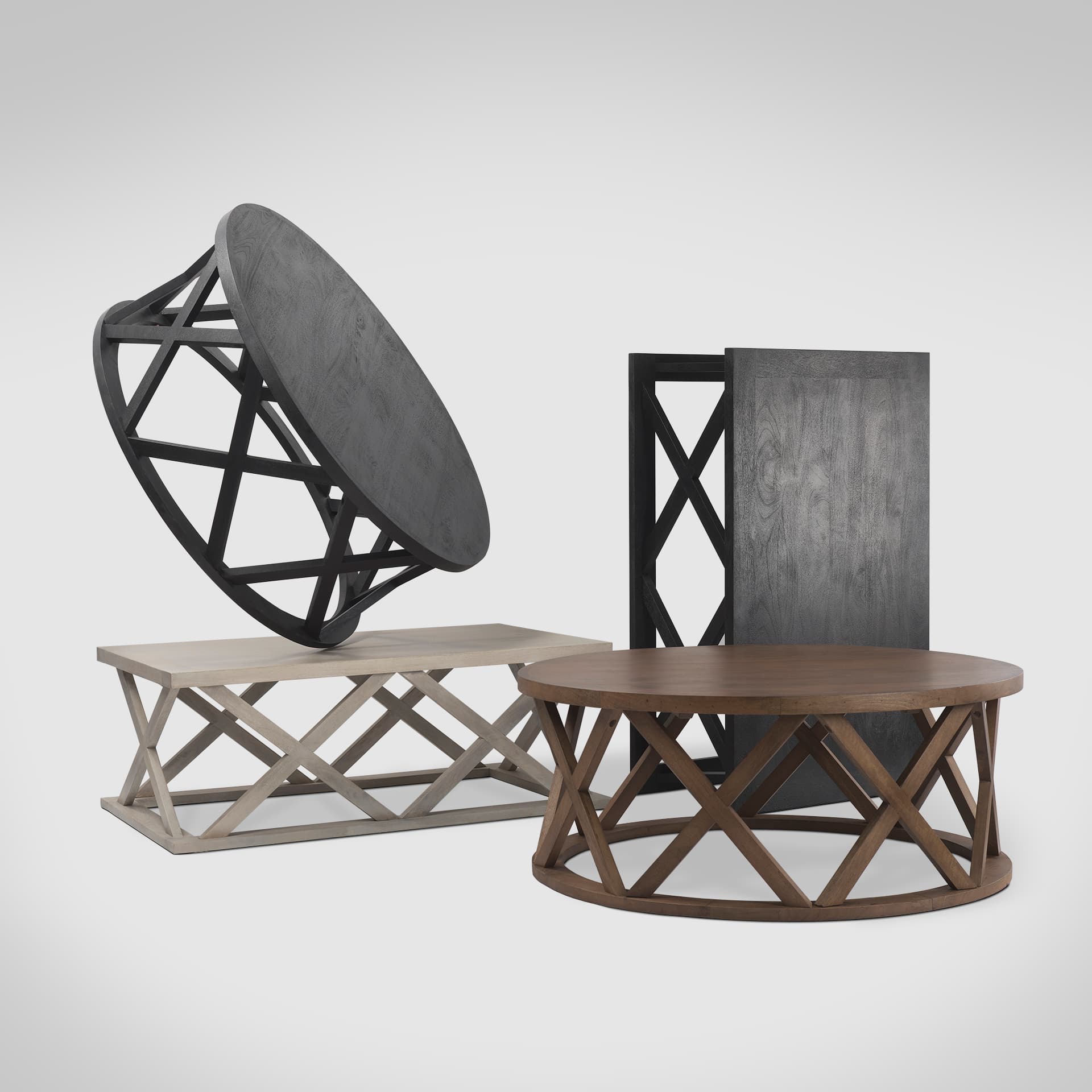 Forsey 48.0L x 28.0W x 17.5H Black Wood Rectangular Coffee Table — product photograph