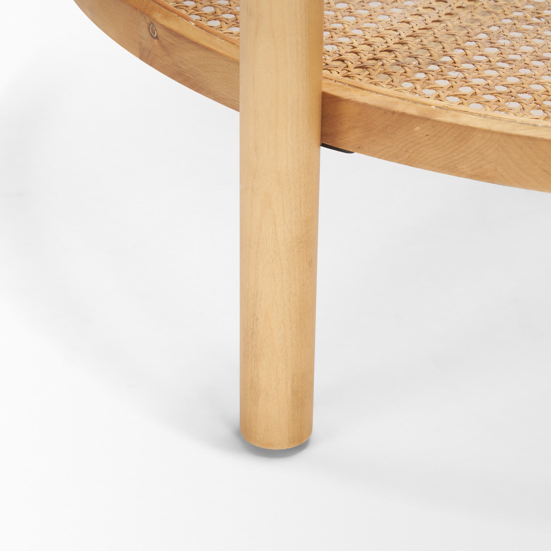 Weslyn Solid Light Brown Wood and Glass Top w/ Cane Coffee Table — product photograph