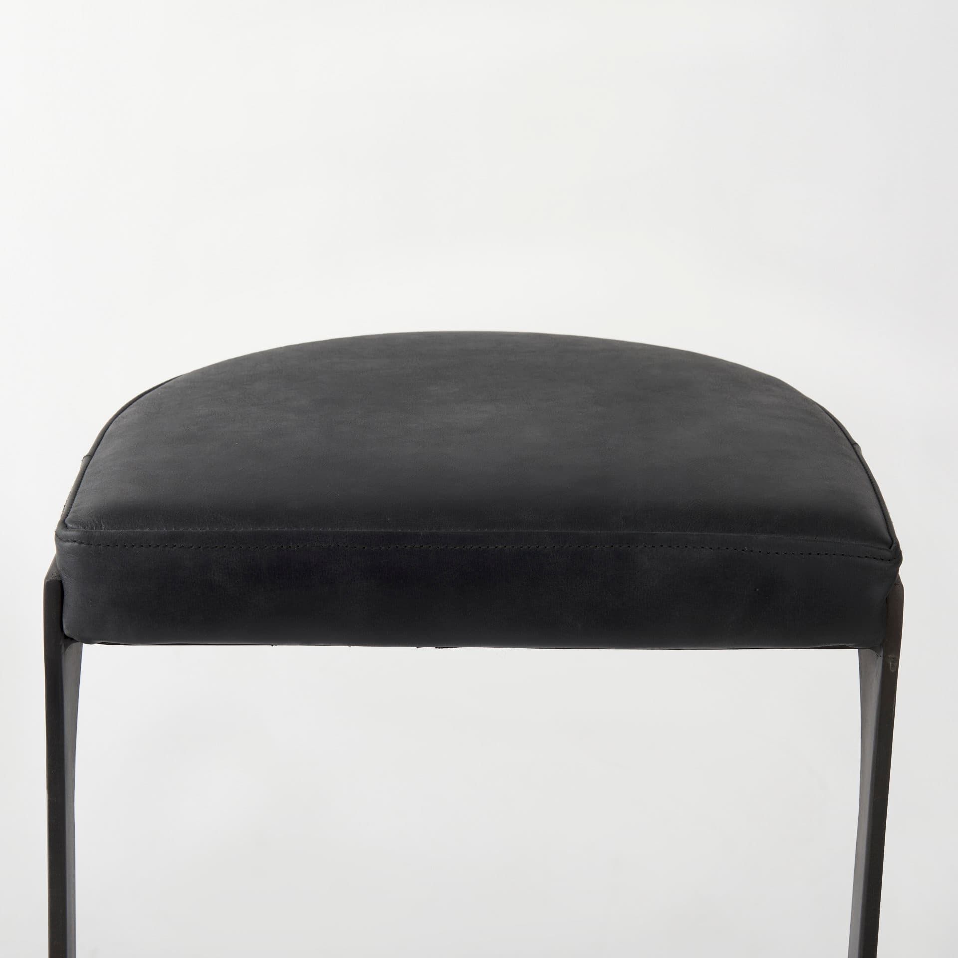 Tyson Backless 31in Seat Bar Stool | Black Leather w/ Black Metal — product photograph