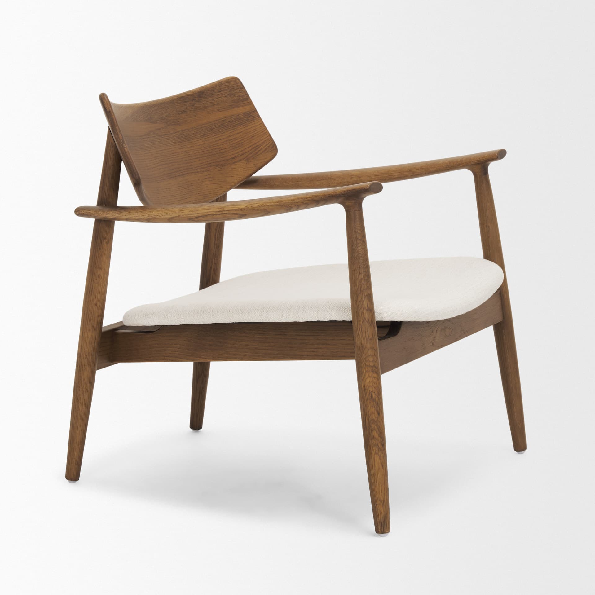Haggen Medium Brown Oak Wood w/ Cream Fabric Accent Chair — product photograph