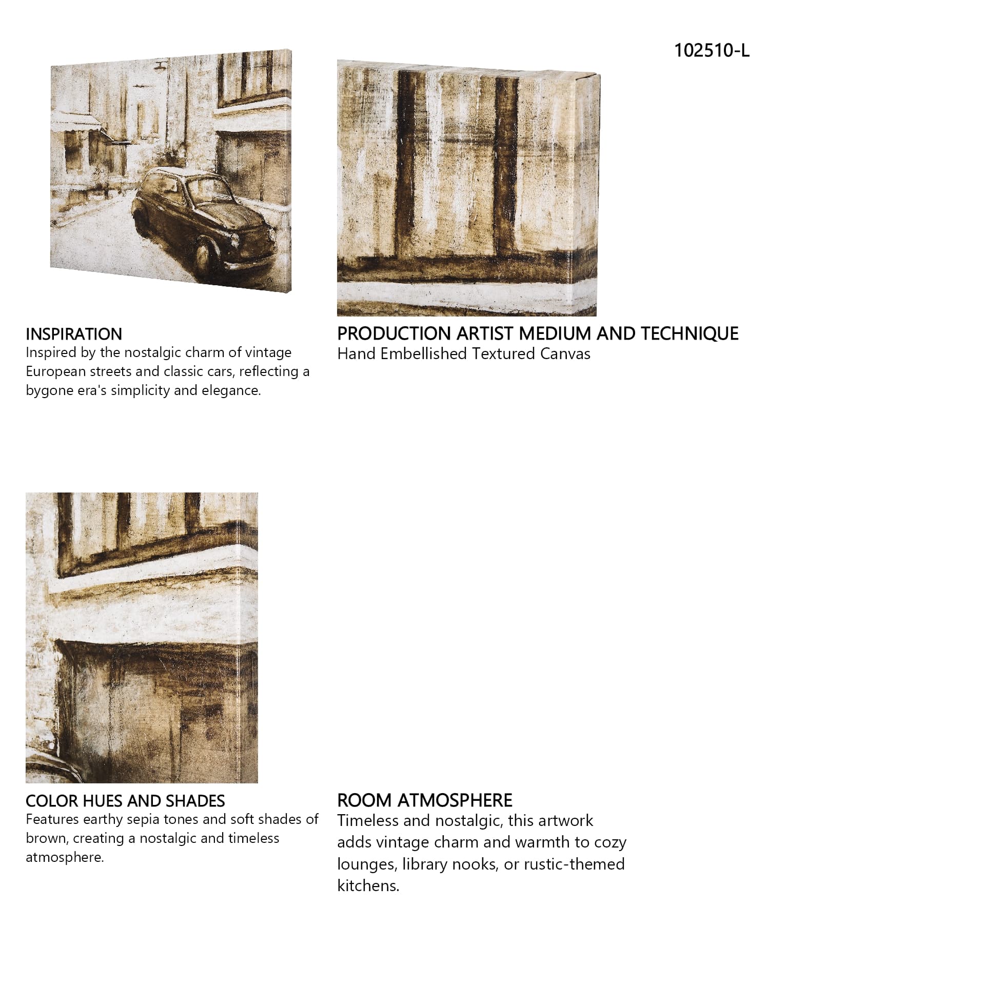 Vintage Car Picture II by Mercana Studio a Hand Embellished Textured Canvas — in a styled room