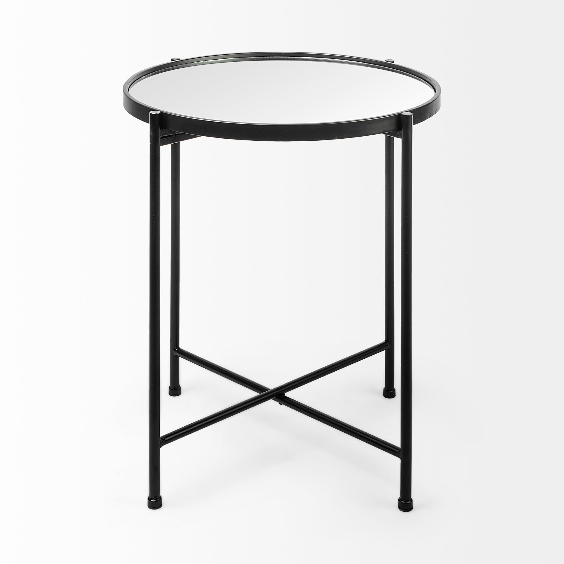 Samantha (Small) Black Mirror Top Accent Table — product photograph