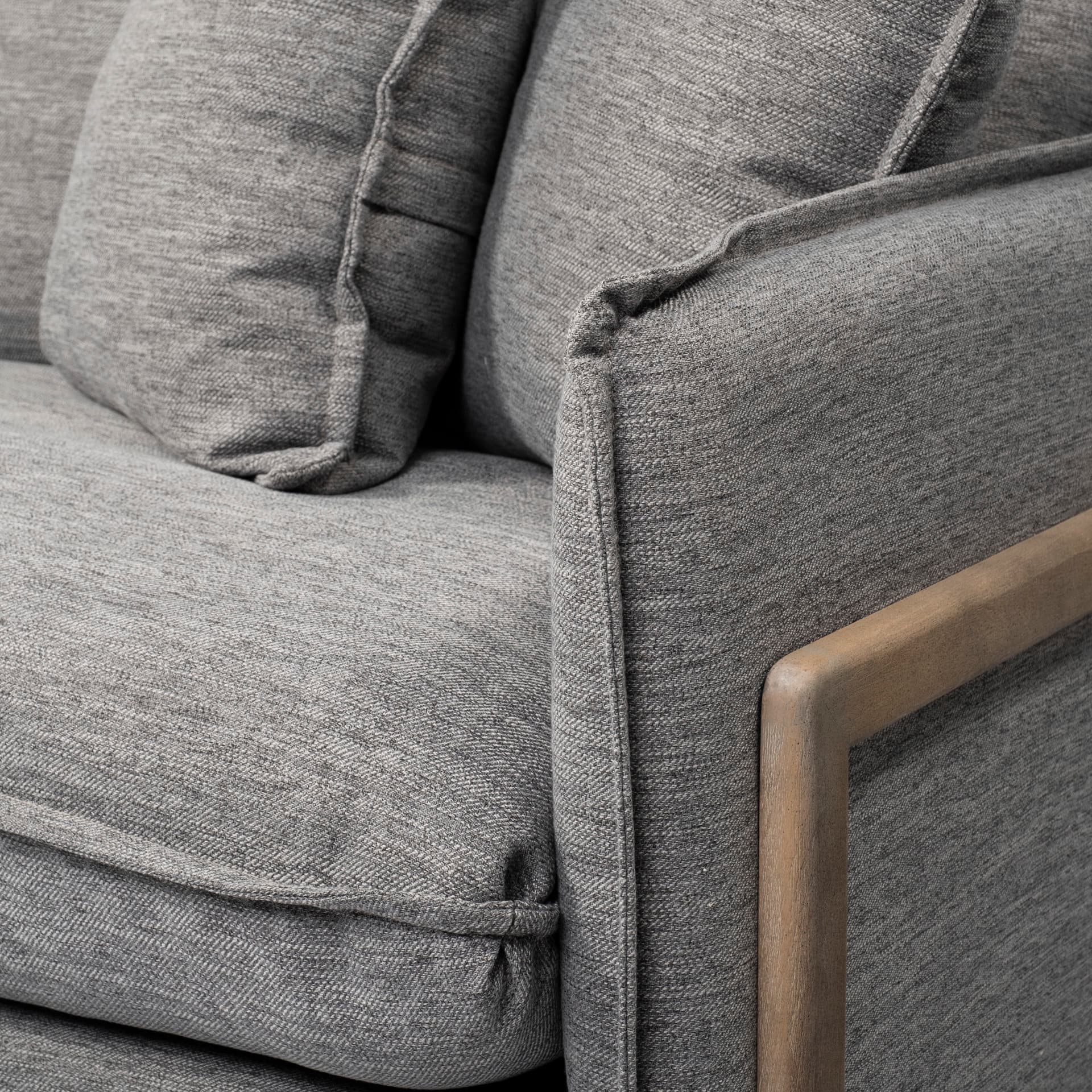 Roy II Castlerock Gray Upholstered and Brown Wood Frame Arm Chair — product photograph