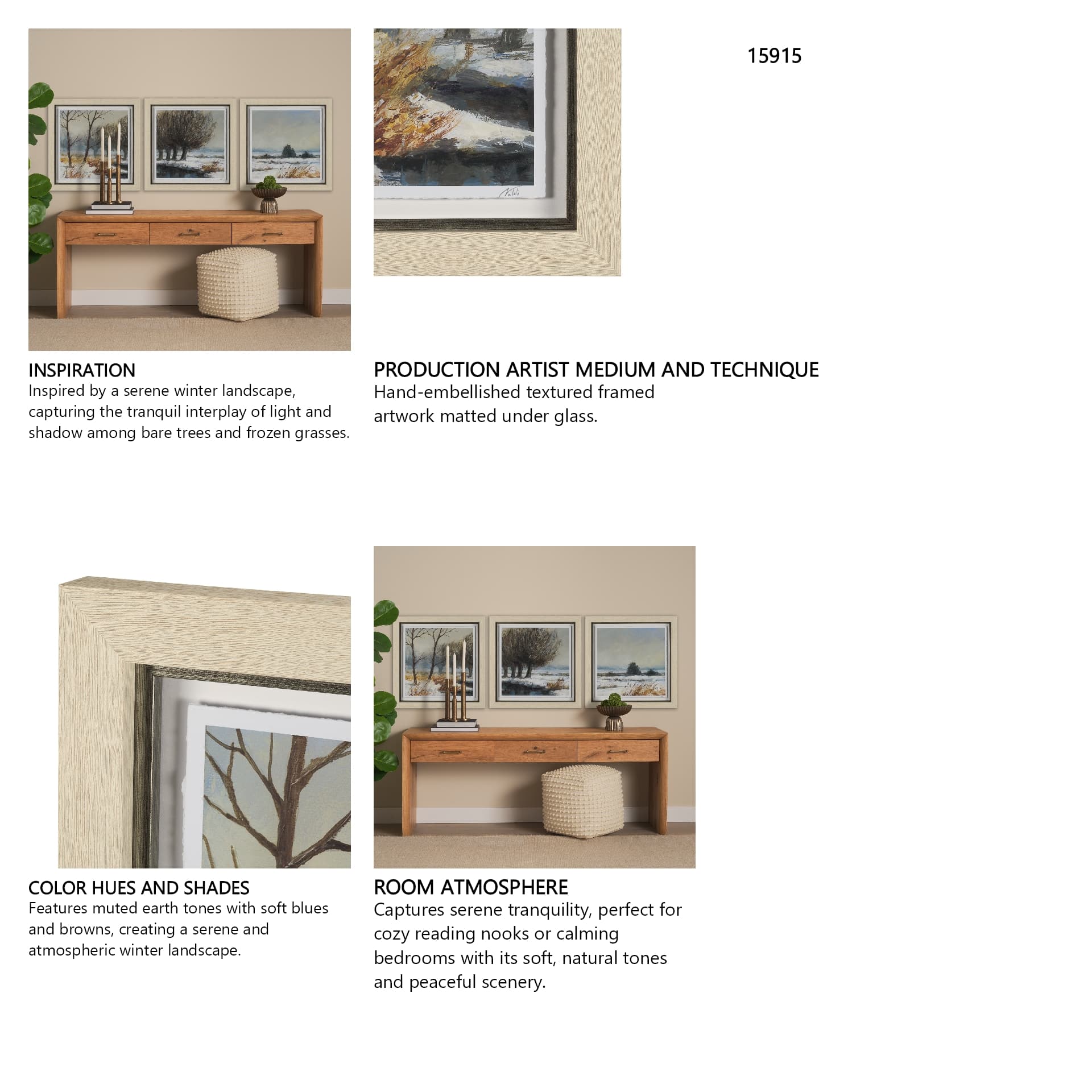 Winter Day I by Mercana Studio Hand Embelished Framed Artwork Matted under Glass — in a styled room