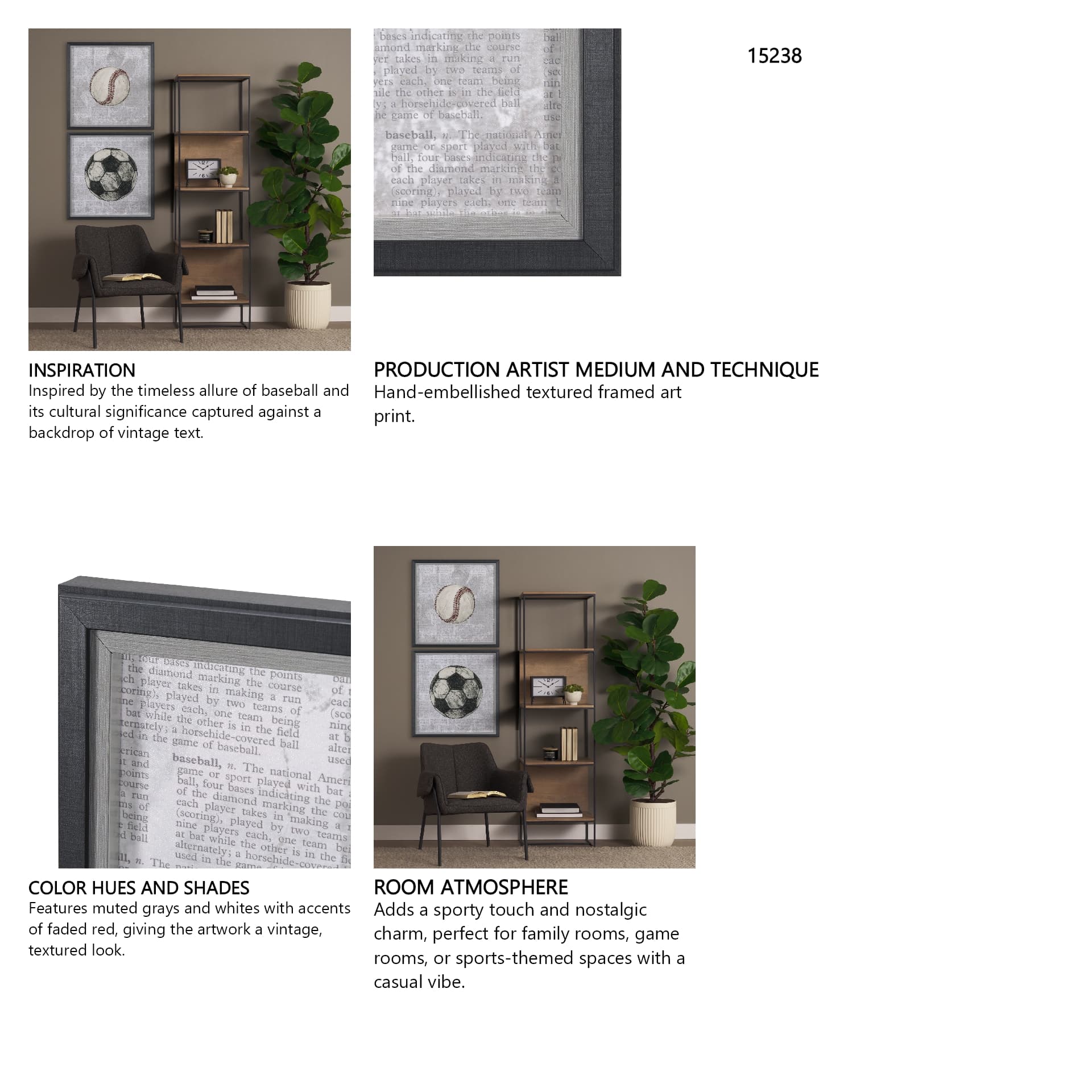 Definition of Sport I by Mercana Studio a Hand Embellished Textured Framed Art Print — in a styled room