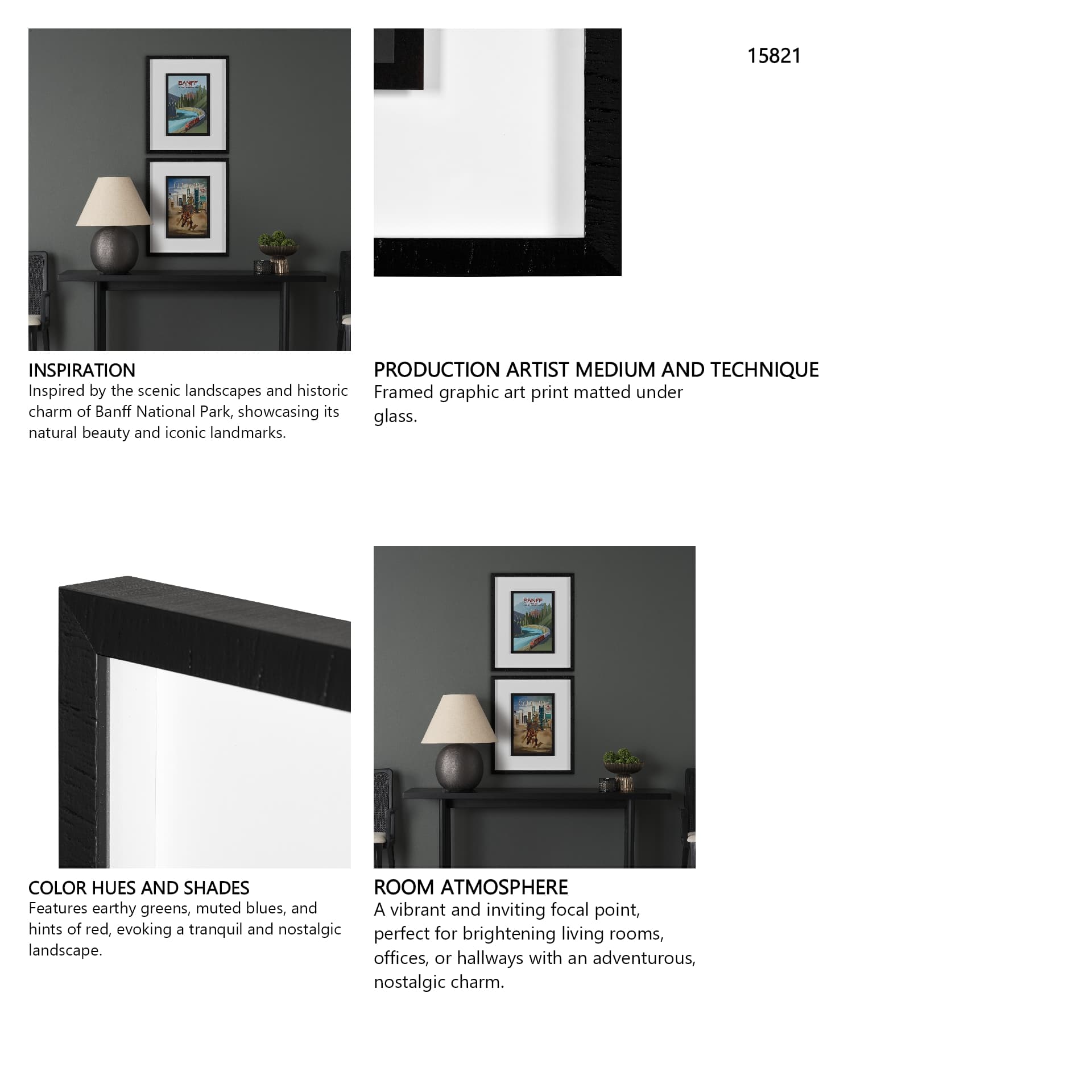 Banff Go Canada (M) by Mercana Studio a Framed Art Print Matted under Glass — in a styled room