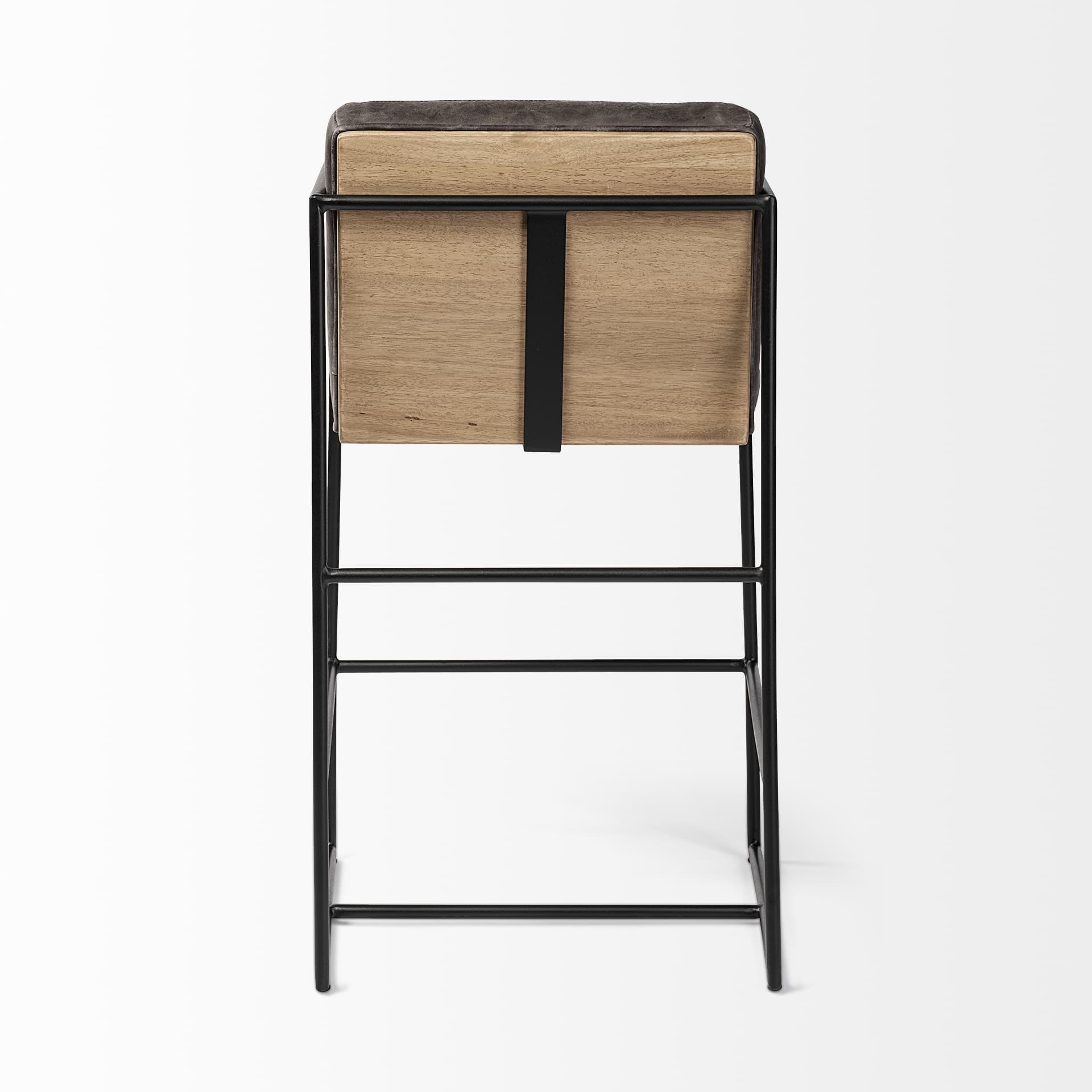 Stamford Backless 36.8in Seat Counter Stool | Black Leather w/ Metal — product photograph