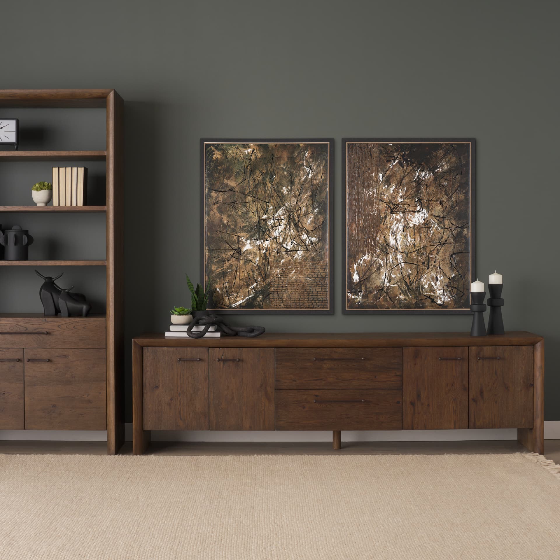 Chaos & Order II by Chad Warren a Hand Embellished Textured Framed Canvas — in a styled room