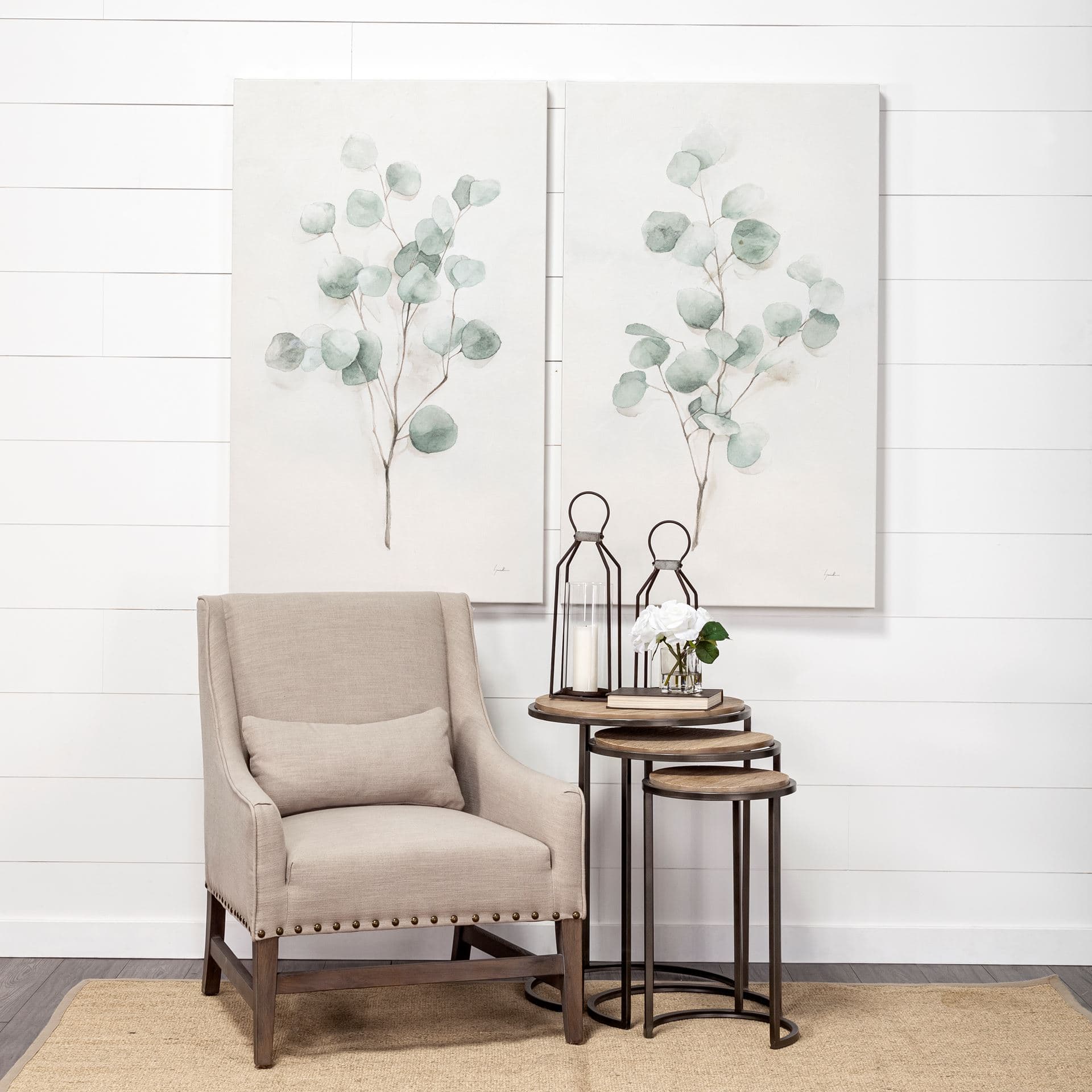 Kingston II Small Rustic Metal Framed Table Candle Holder — in a styled room