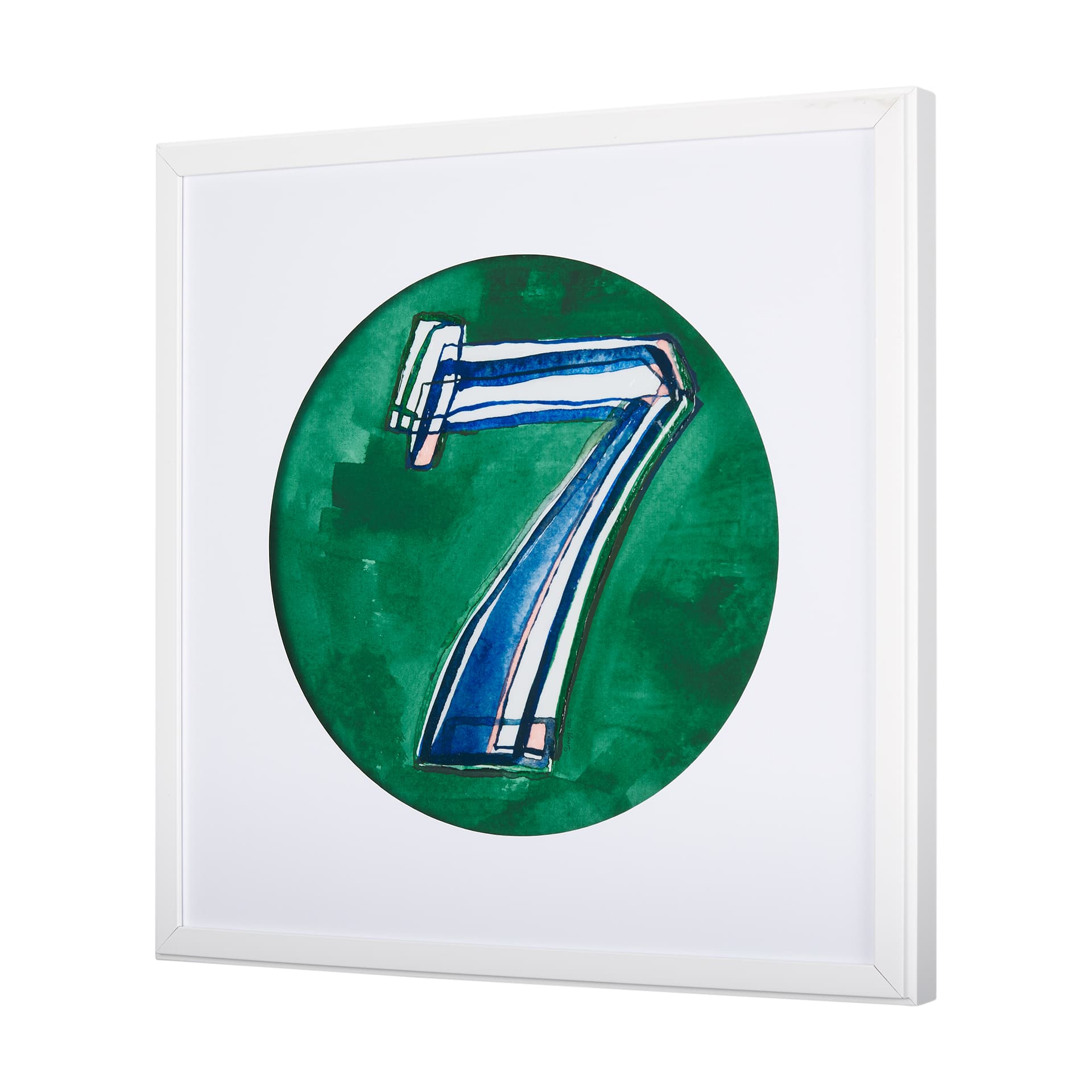 Numbers VII by Mercana Studio a Hand Embellished Textured Framed Art Print Matted under Glass — product photograph
