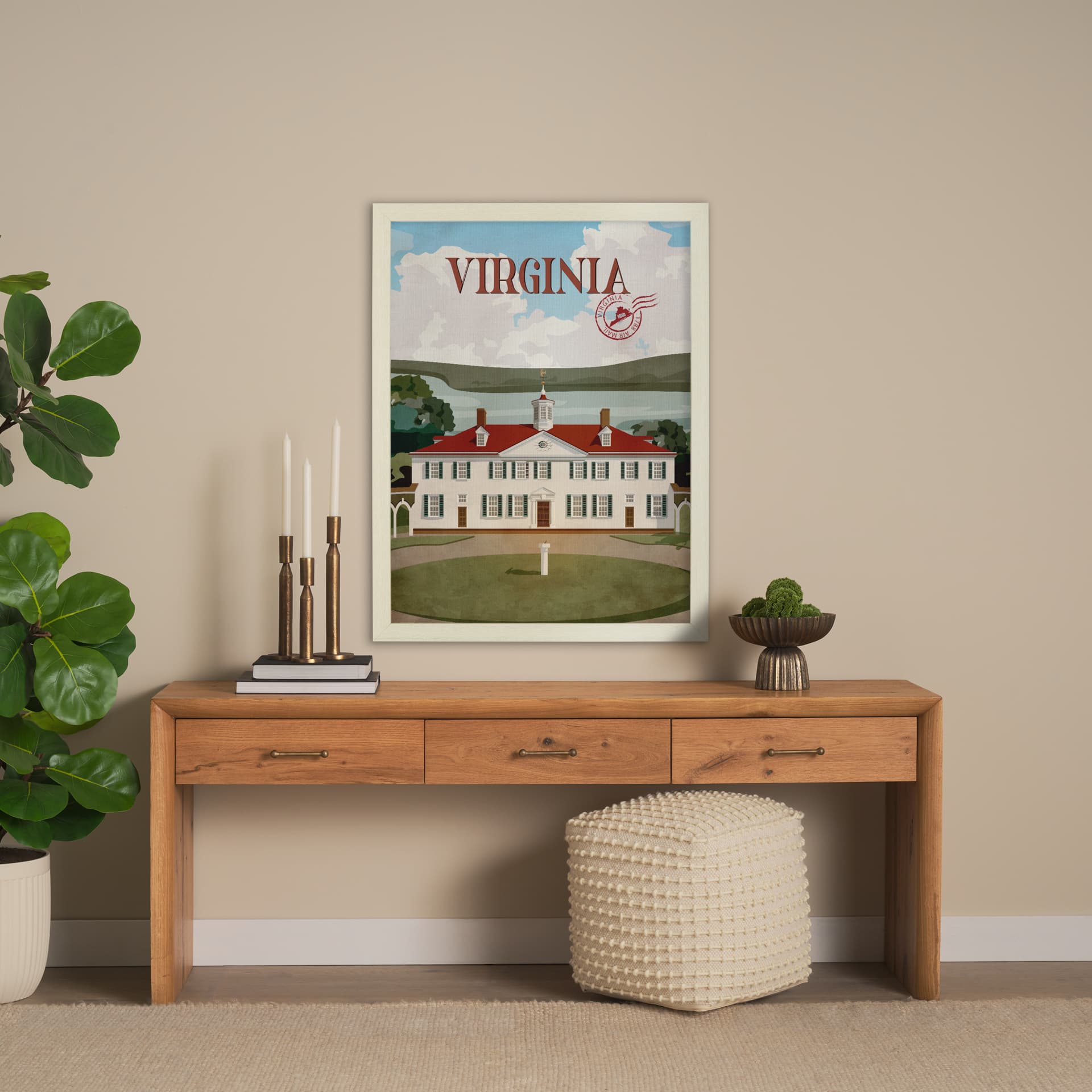 Virginia Go USA (L) by Mercana Studio a Hand Embellished Decograph Framed Art Print — in a styled room