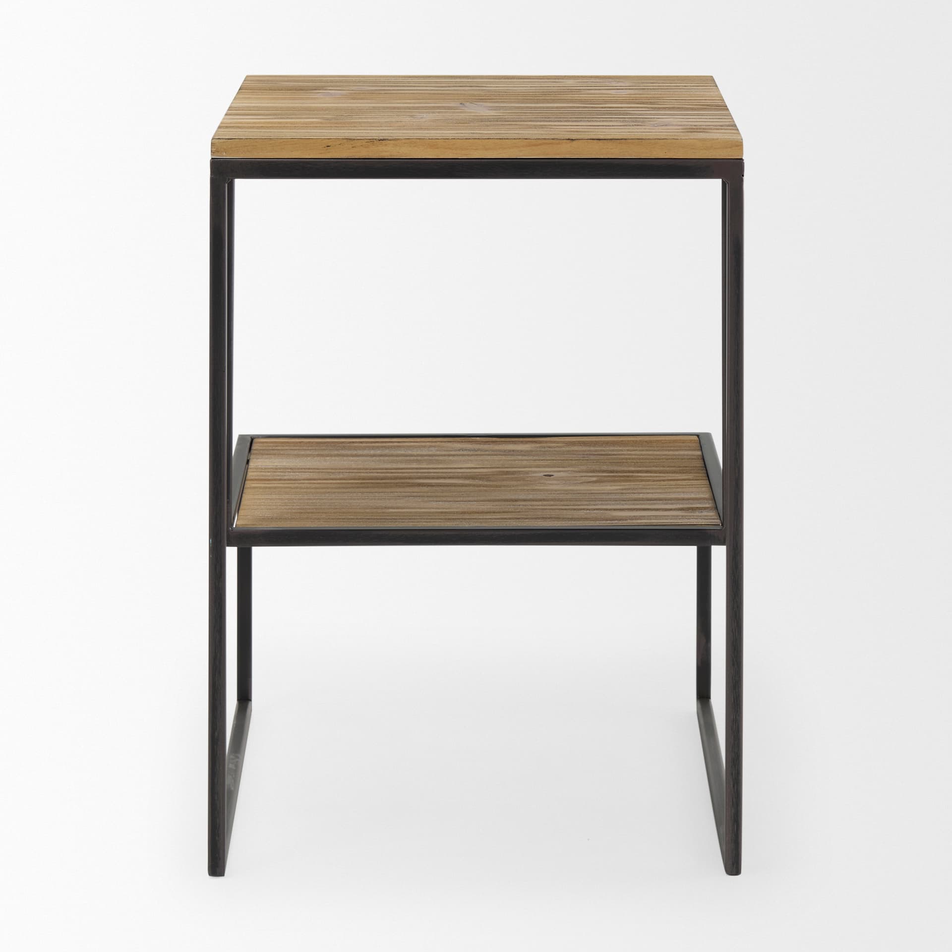 Ronin 22"H Square 2-Tier Wood w/ Black Metal Accent Table — product photograph