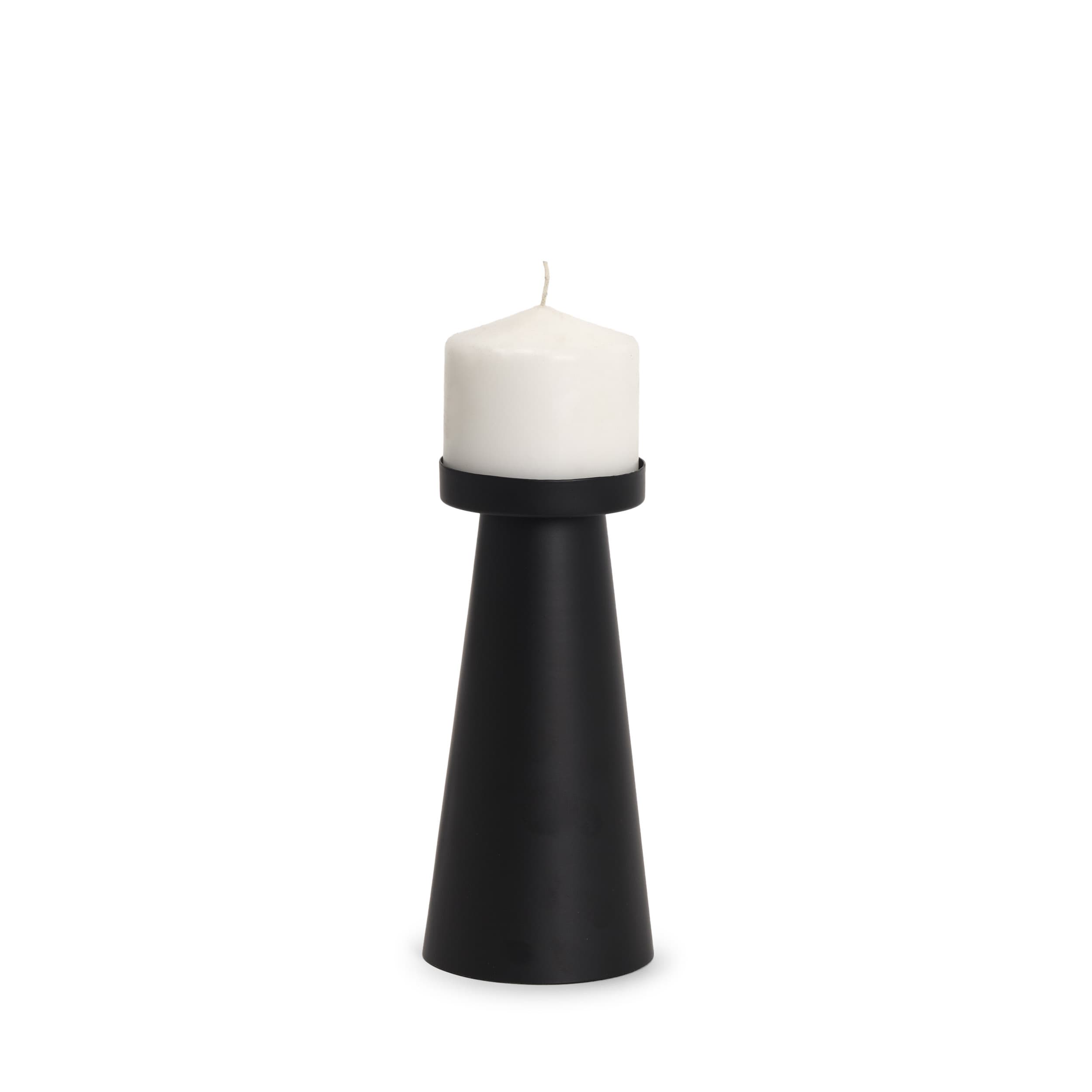 Quadir Medium Matte Black Metal Candle Holder — product photograph