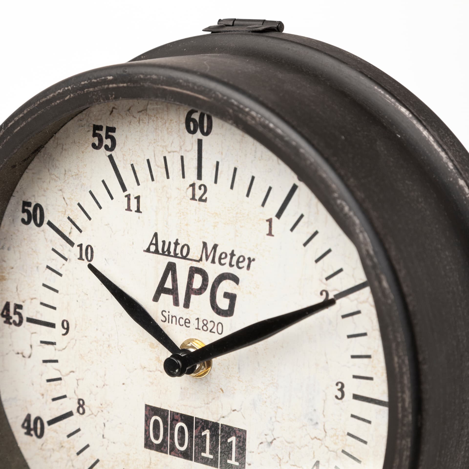 Attalack II Black Metal Round Face Table Clock — product photograph