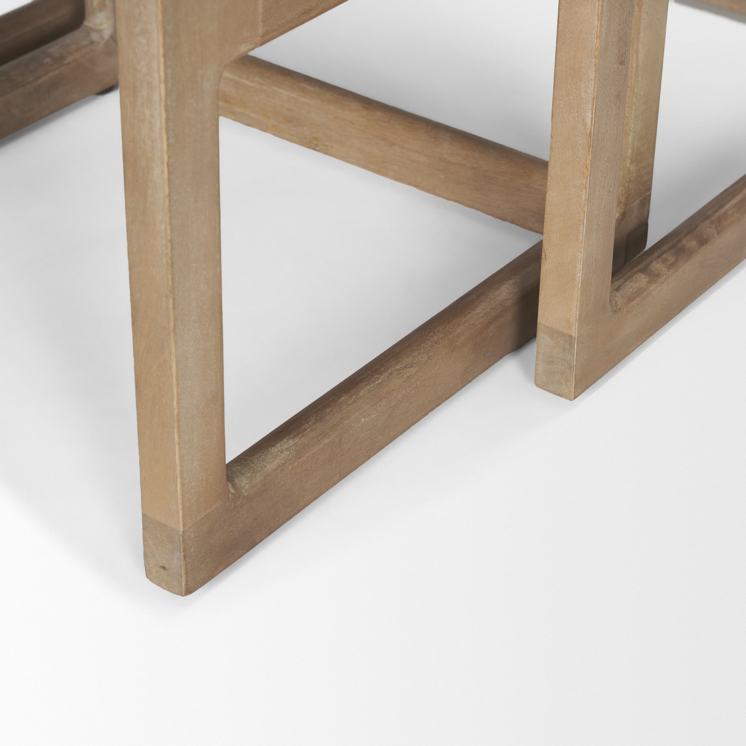 Grier Set of 2 Light Brown Solid Wood w/ Cane Nesting Accent Tables — product photograph