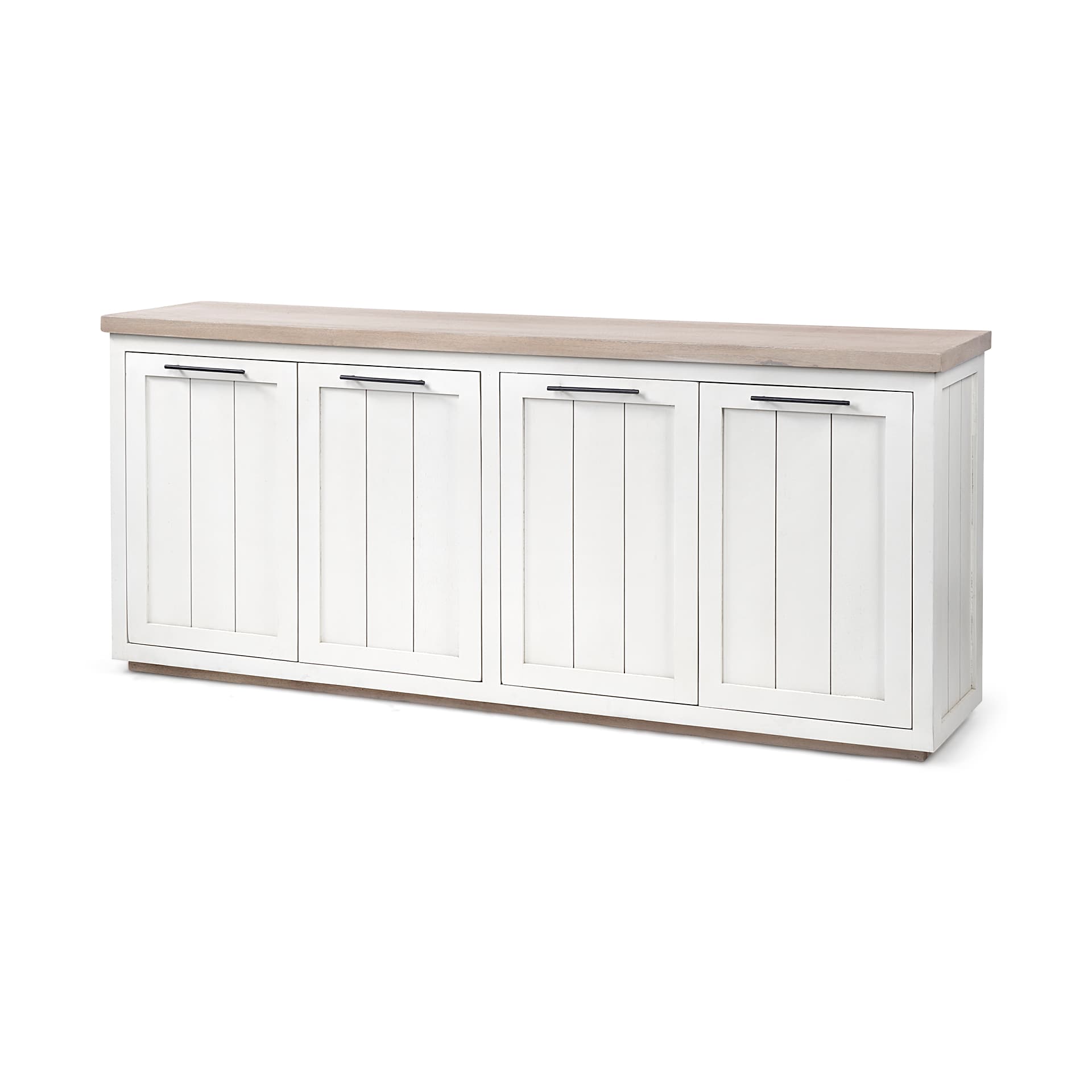 Fairview III Solid Wood Brown Top & White Frame 4 Cabinet Door Sideboard — product photograph