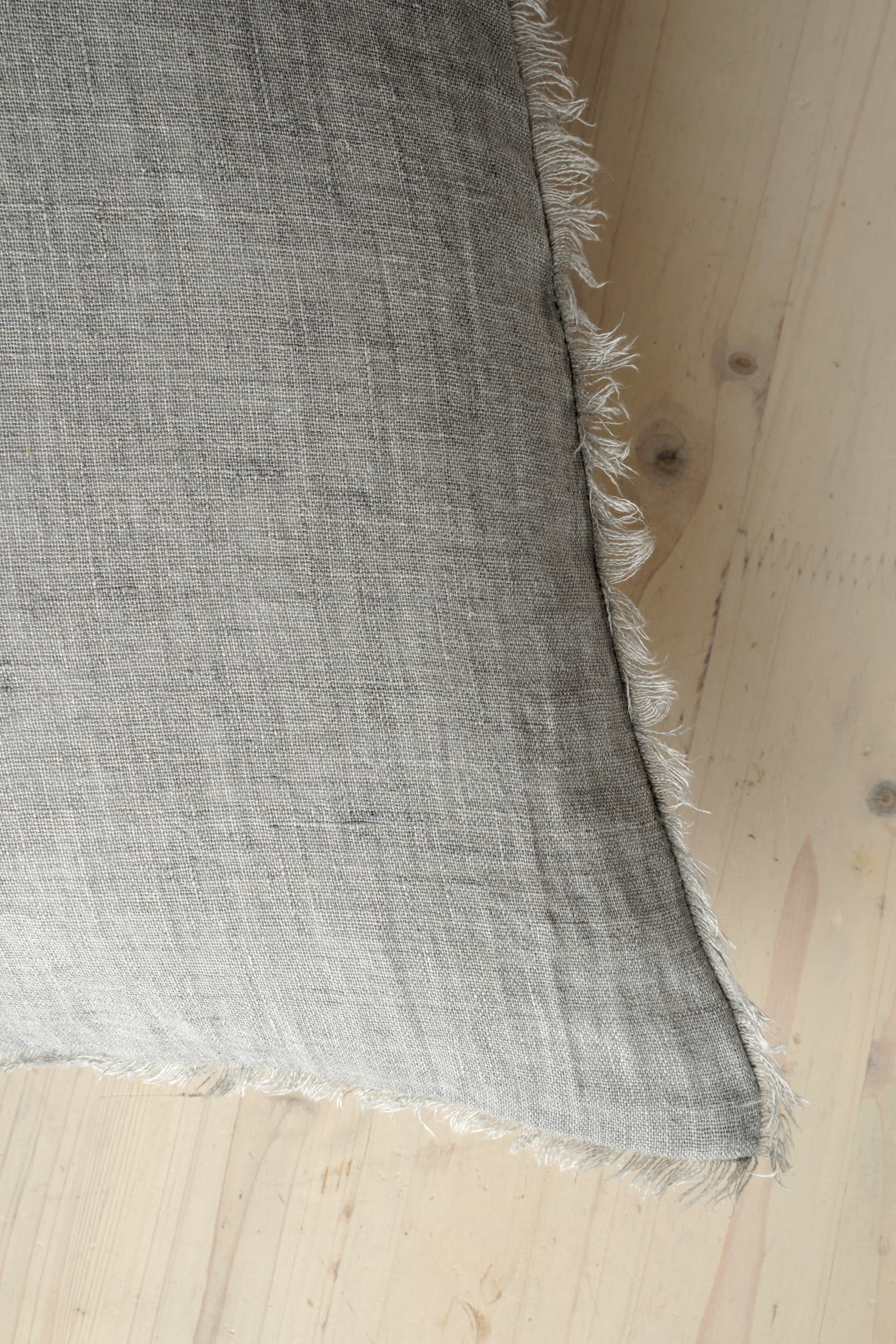 Lina 24x24 Grey Linen Decorative Pillow Cover — product photograph