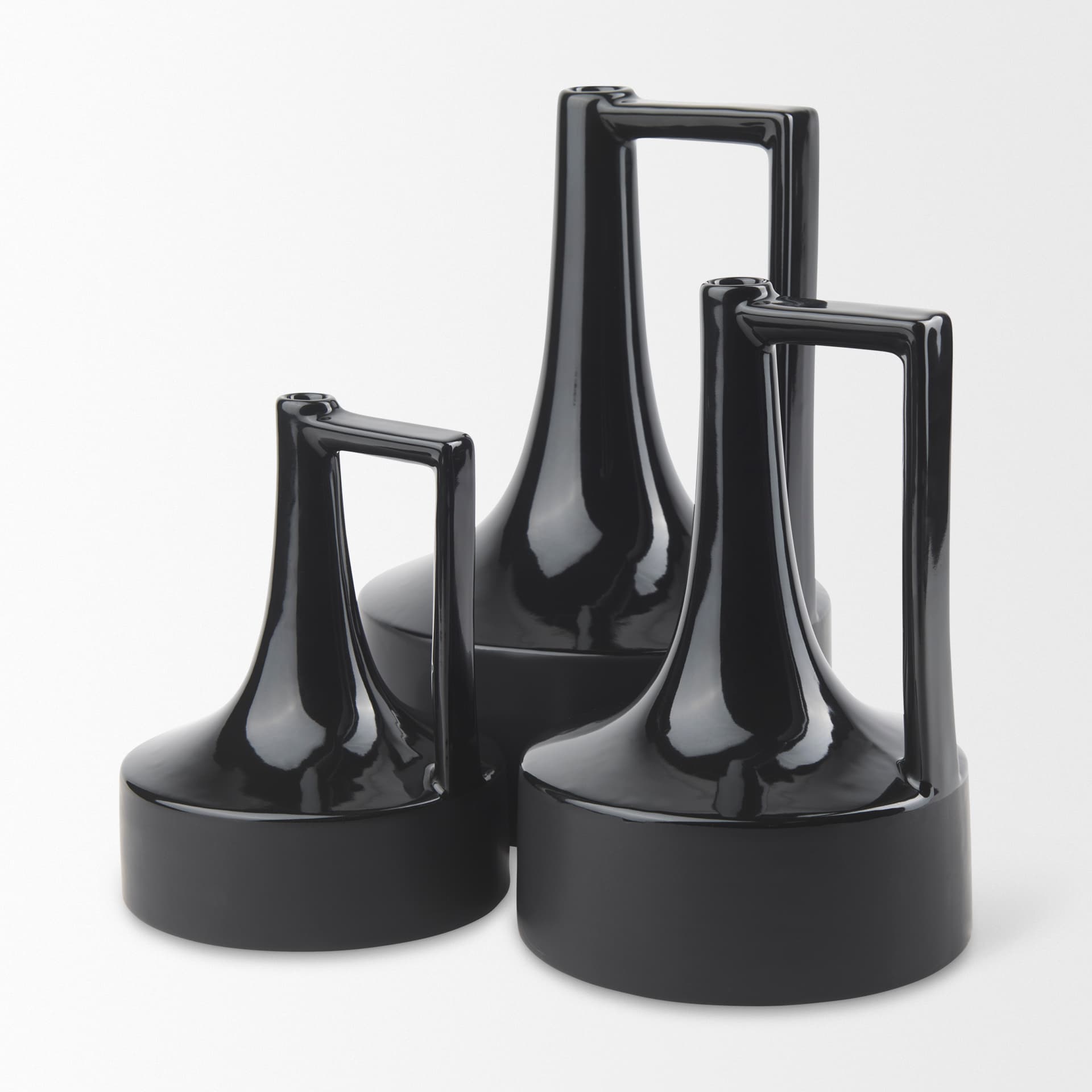 Burton 8.3H Small Glossy and Matte Black Ceramic Jug Vase — product photograph