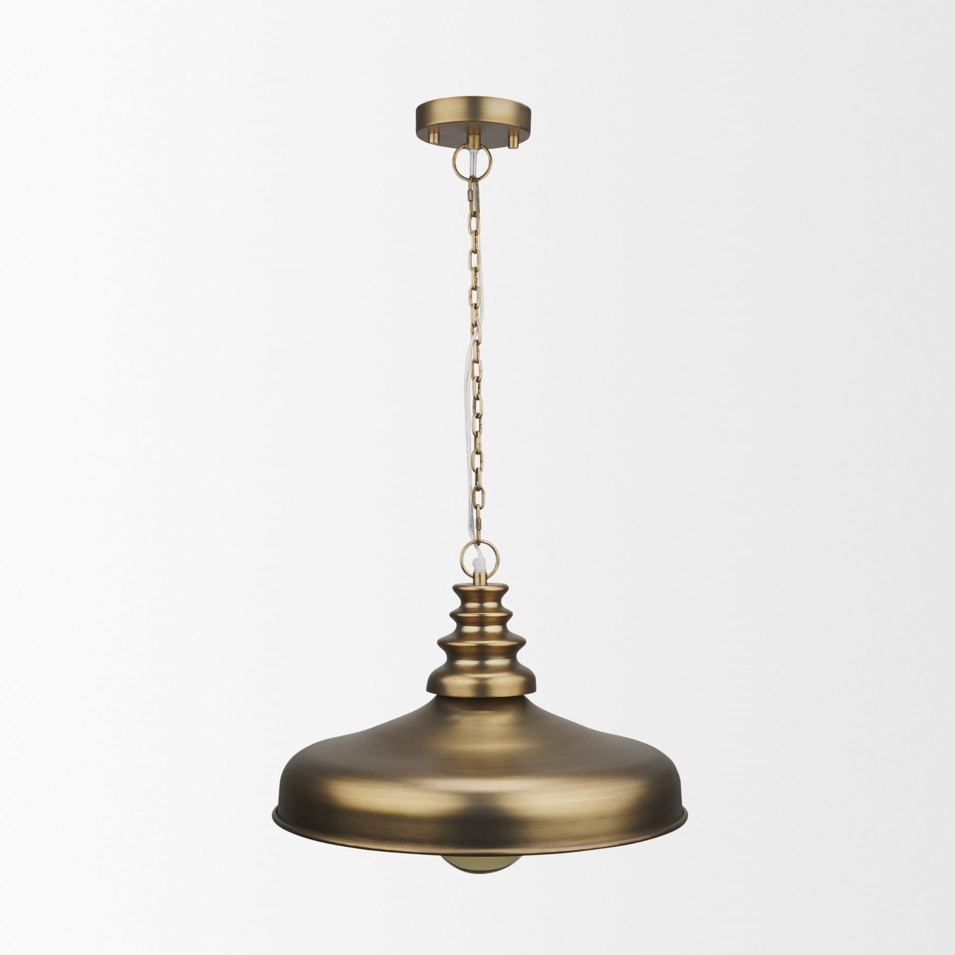Keller Wide Antiqued Brass Metal 1-Light Pendant — product photograph