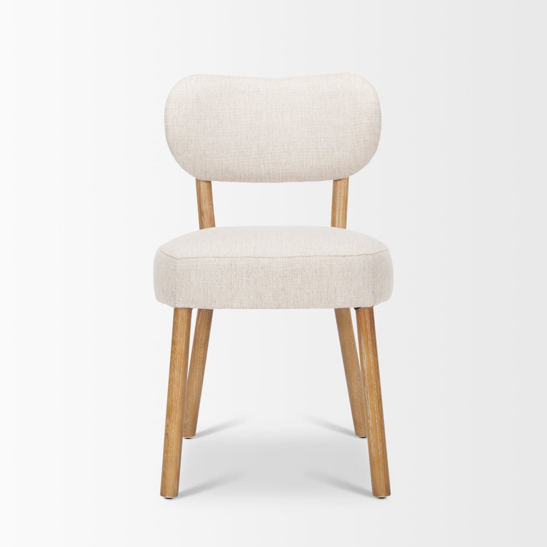 Owen Curved Back Dining Side Chair | Beige Fabric w/ Brown Wood — product photograph