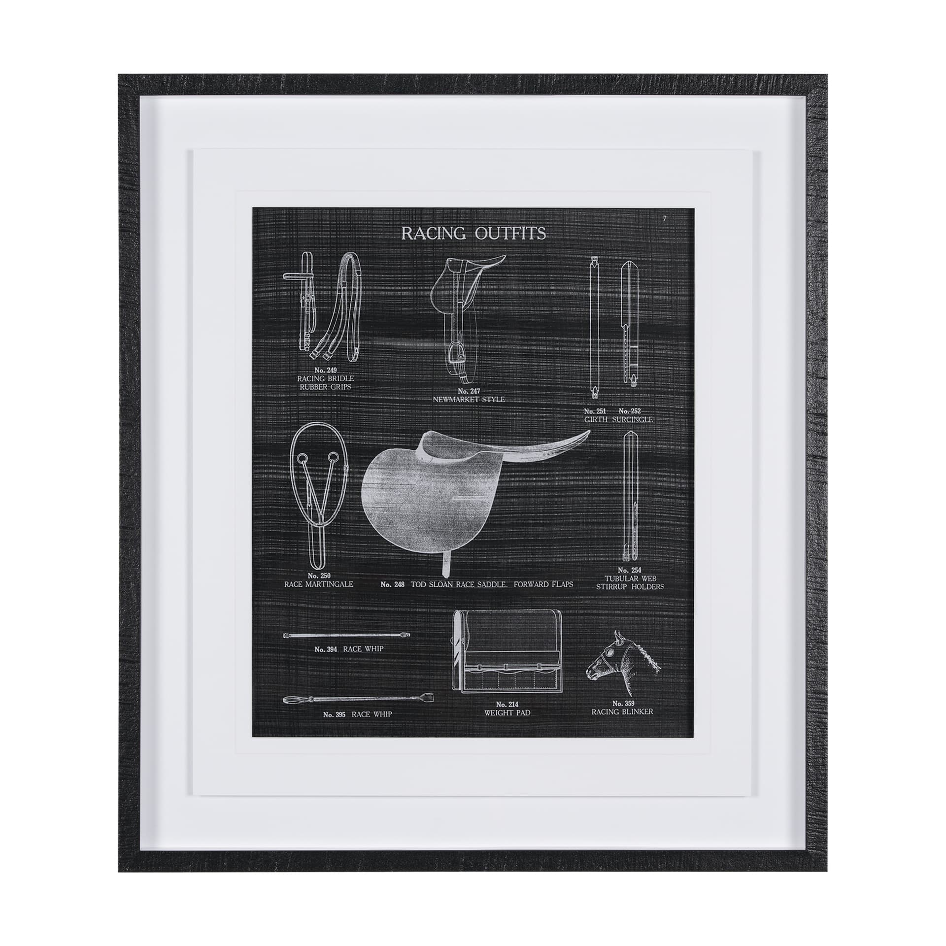 Equestrian Riding III BW by Mercana Studio Hand Embellished Framed Art Print Matted under Glass — product photograph
