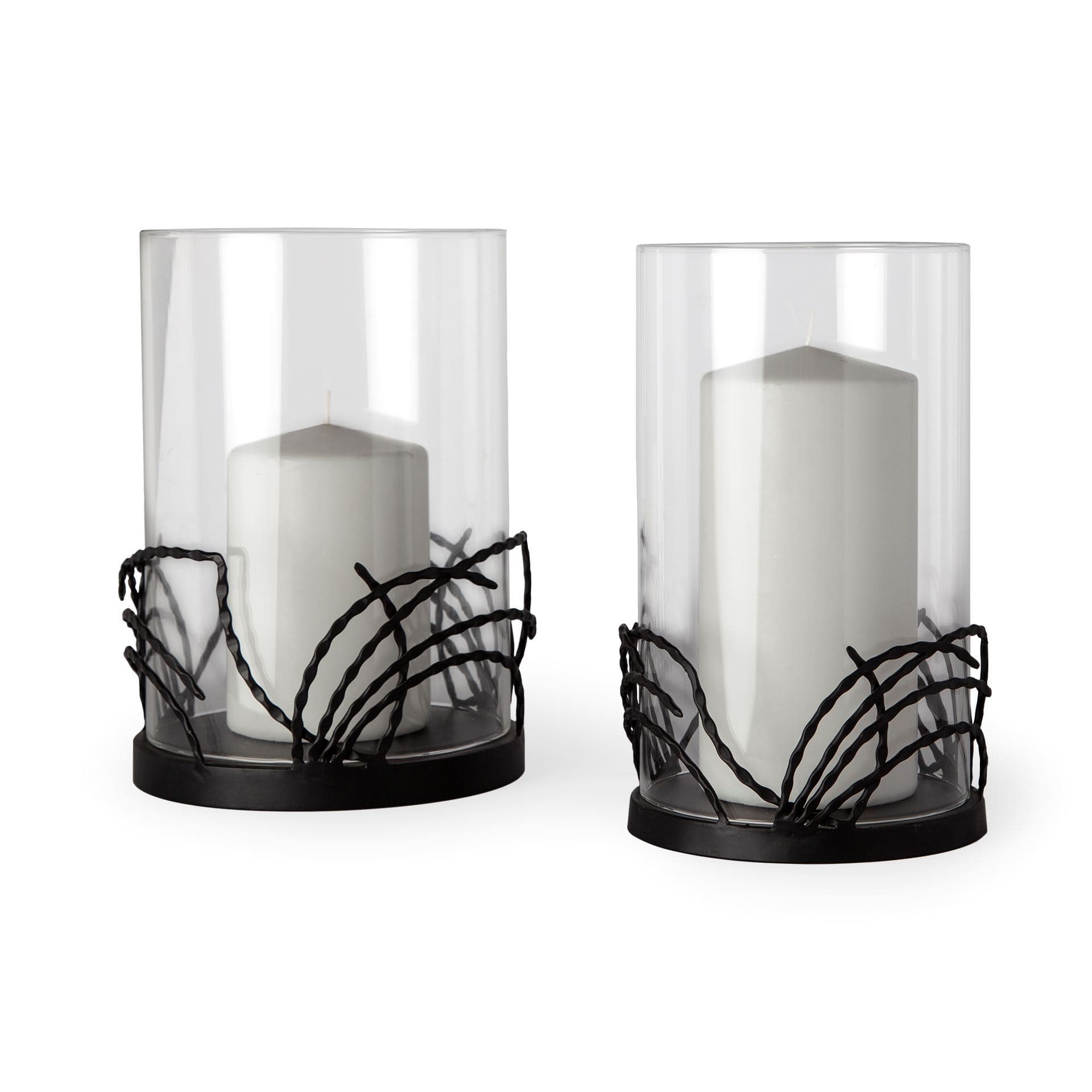 Cutlass I Set of Two Black Metal Base Table Candle Holders — product photograph