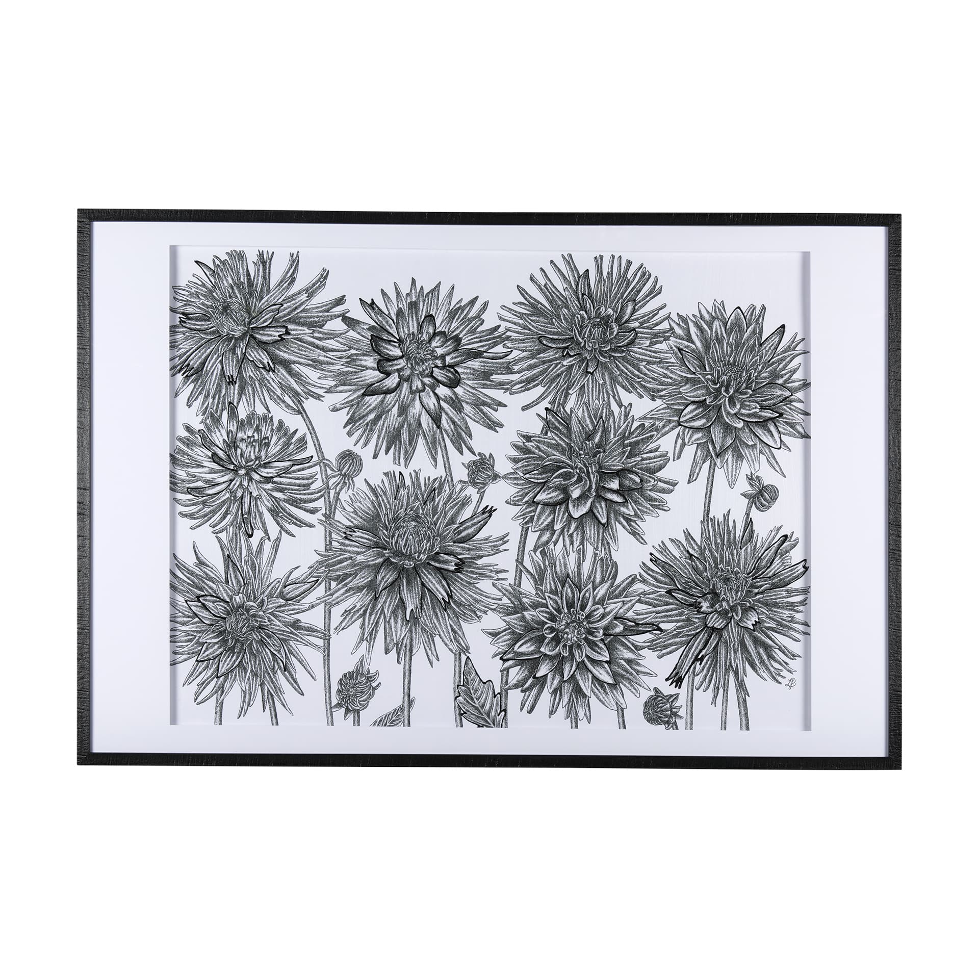 Dahlia Study - Detail by Mercana Studio Hand Embellished Textured Framed Art Photo Matted under Glas — product photograph