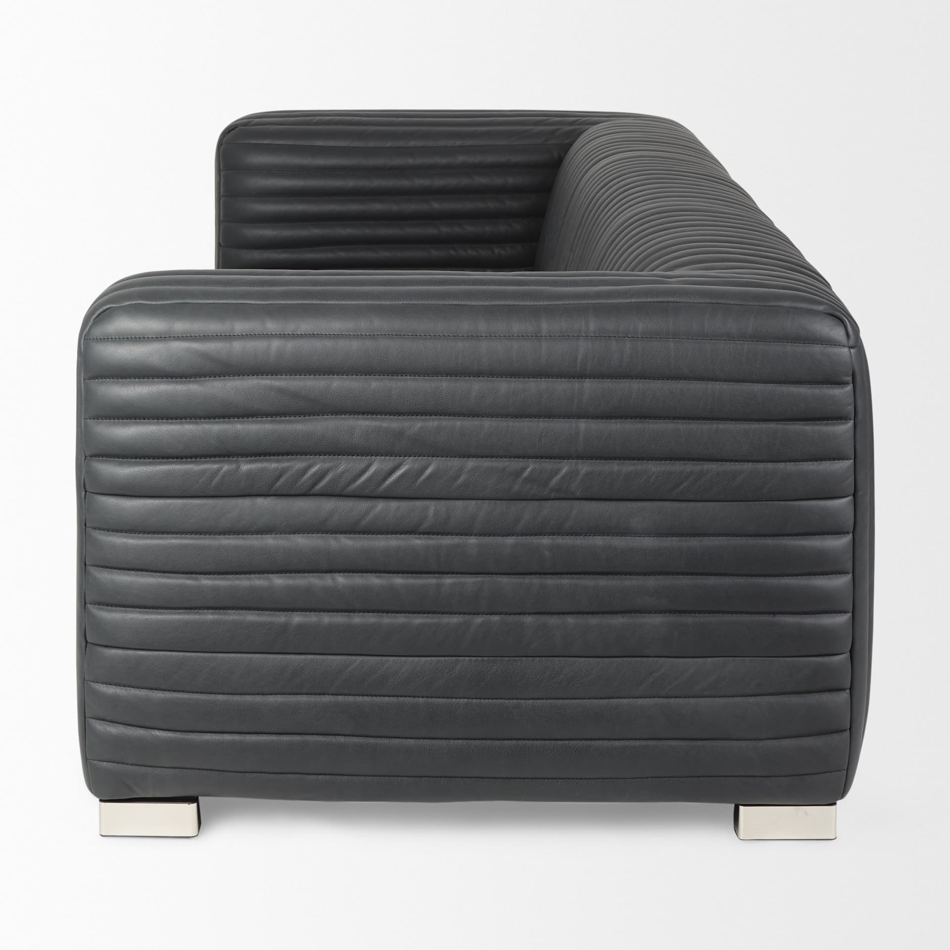 Ricciardo 82.5W Black Leather Wrapped Three Seater Sofa — product photograph