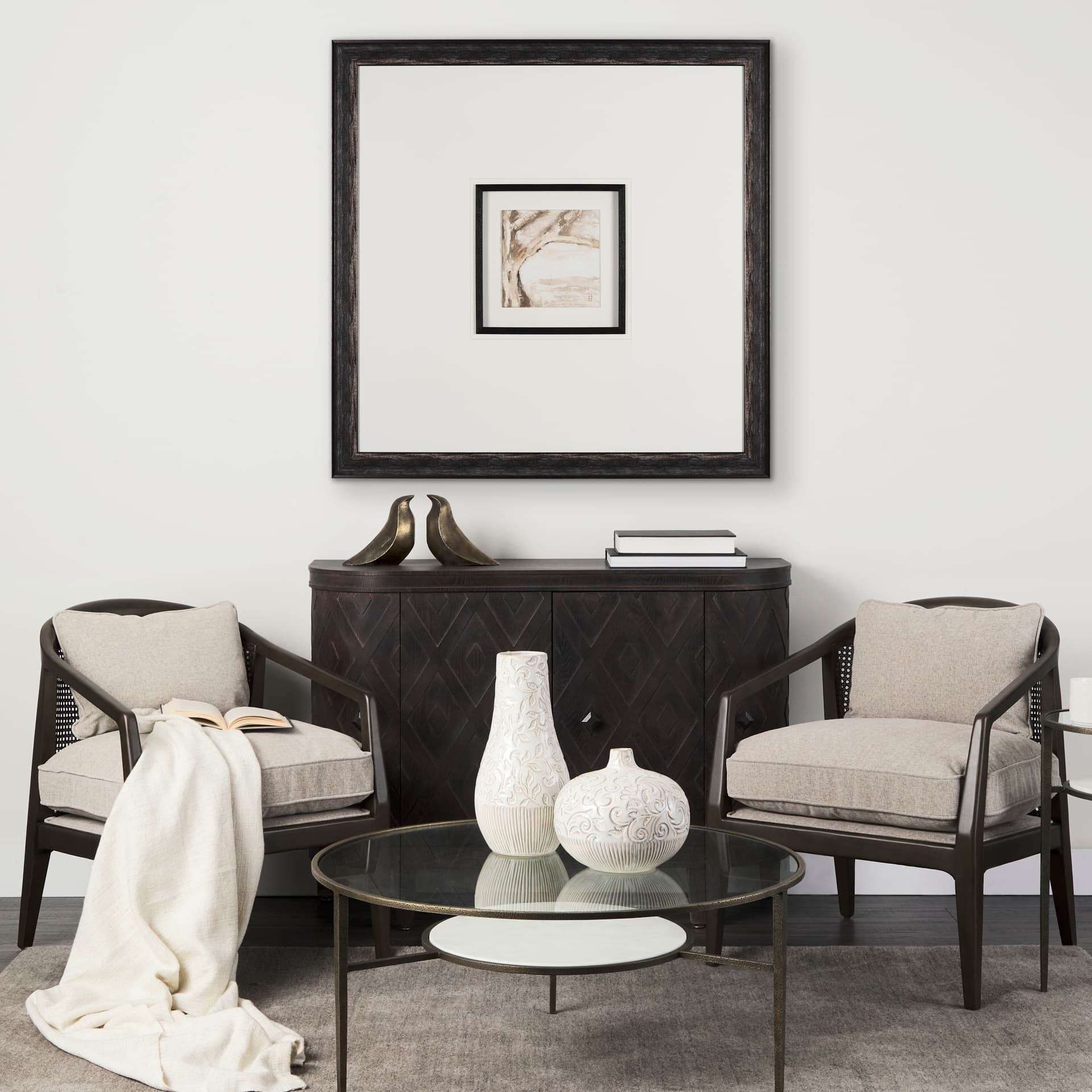 Mighty Oak by Studio M a handmade Original Framed Artwork under Glass — in a styled room