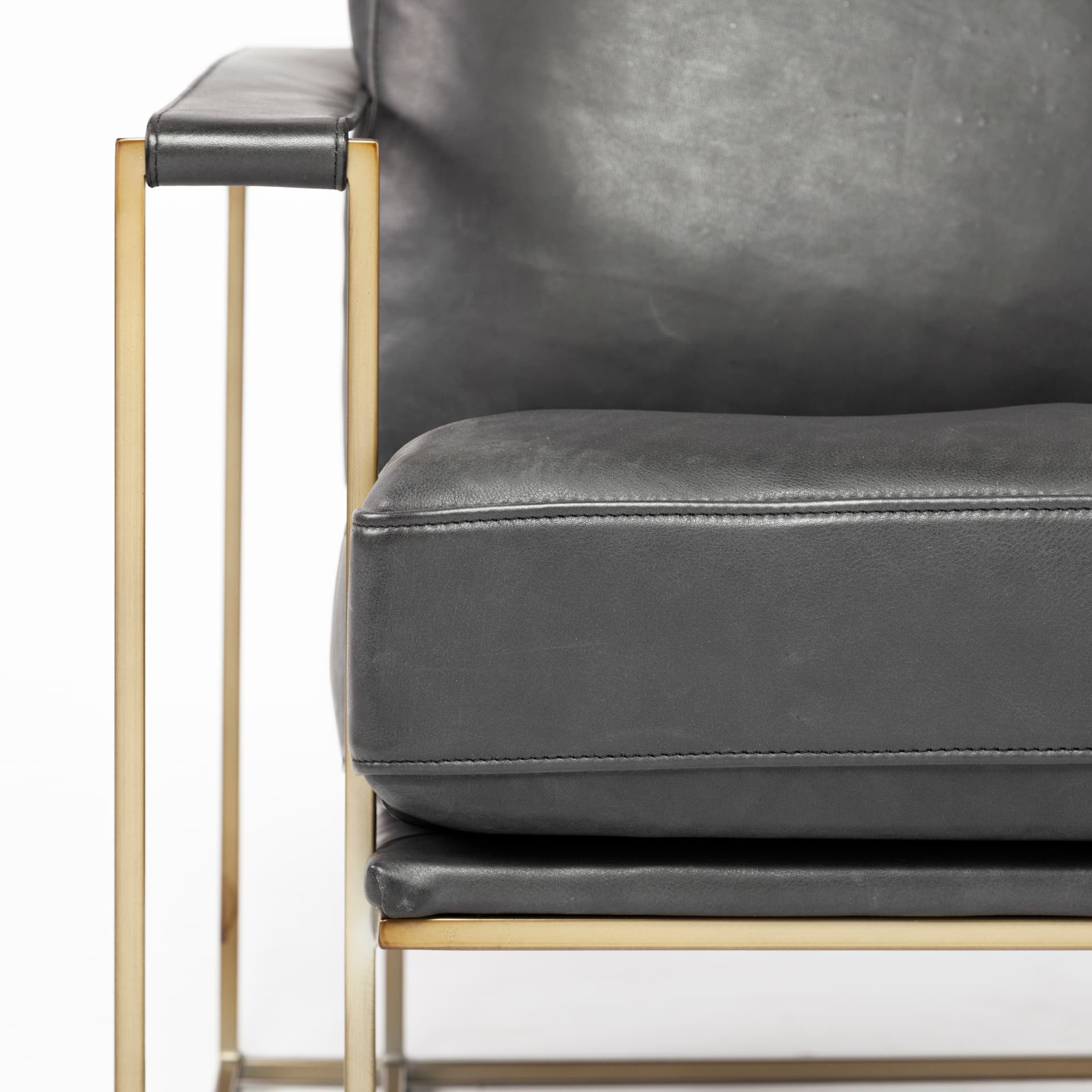Watson Black Leather Wrap Gold Metal Frame Accent Chair — product photograph