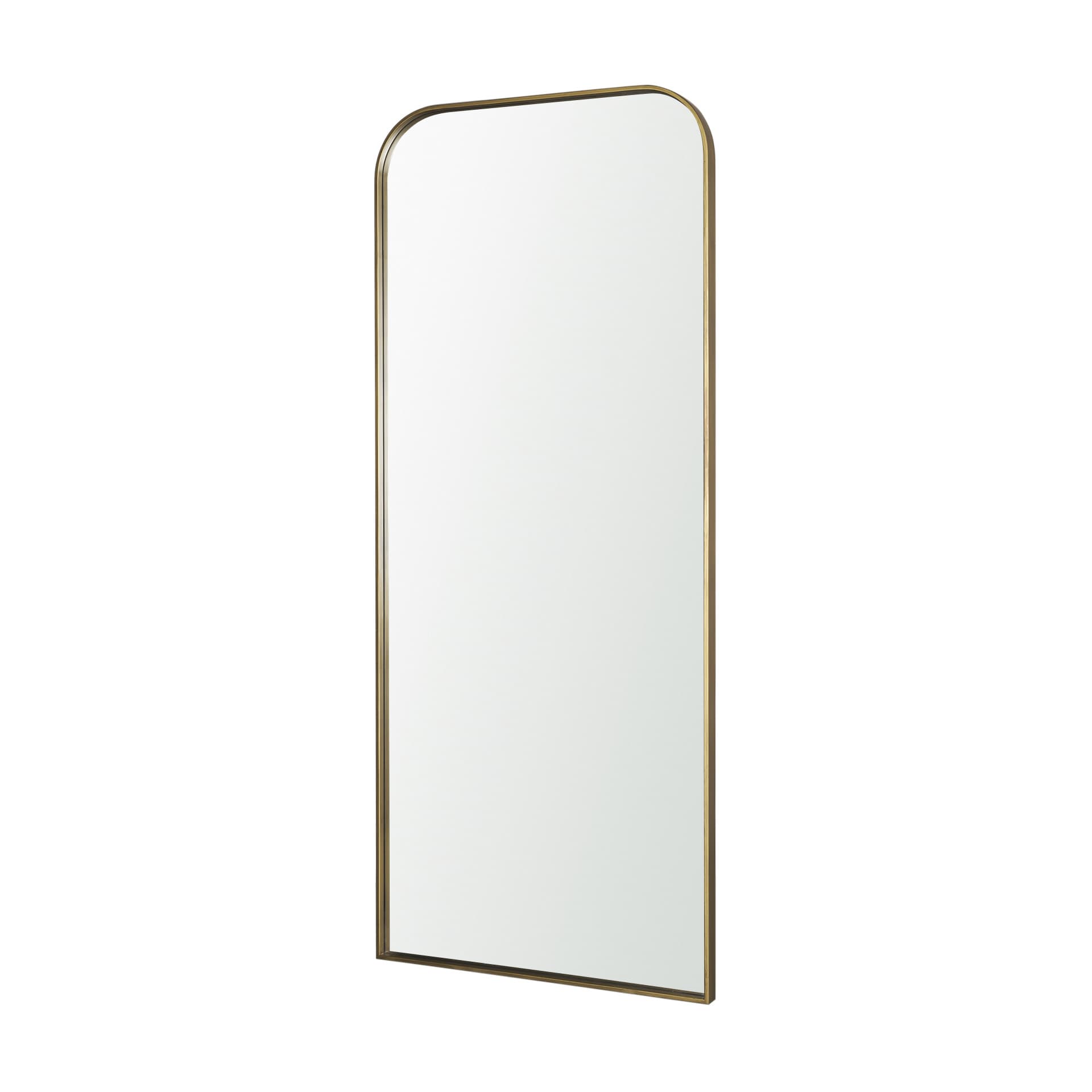Tamira 75.8" Tall Brushed Brass Metal Arched Mirror — product photograph