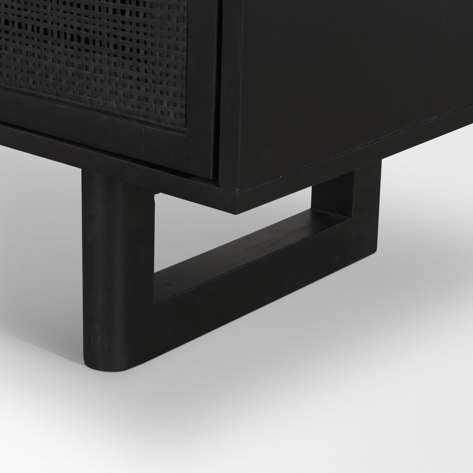 Grier Matte Black Stained Wood w/ Black Cane Accent Cabinet — product photograph