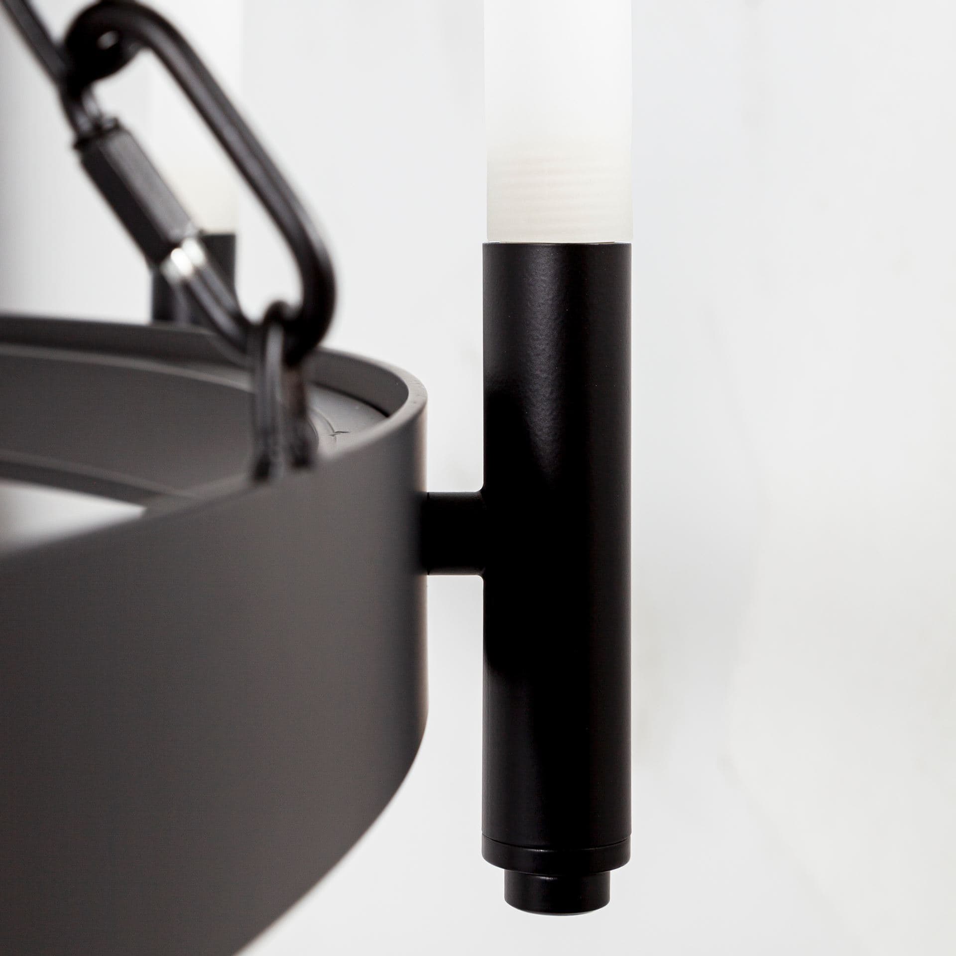 Decamp I (47.2"x36.2") Black Metal Chassis Glass Tube Twelve Light Chandelier — product photograph