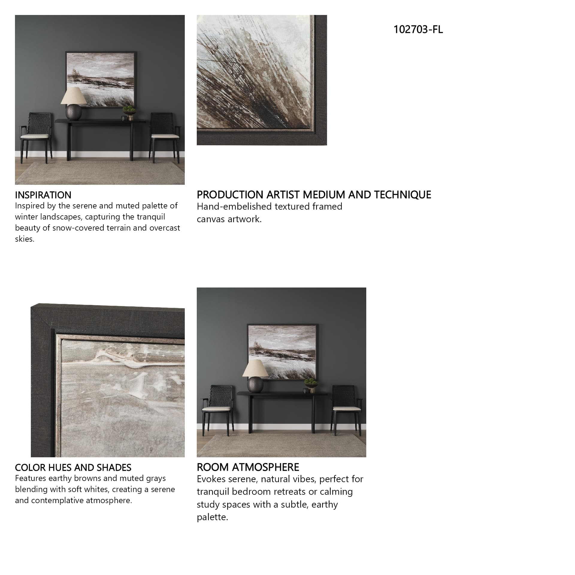 Quiet Horizons I by Mercana Studio Hand-Embellished Textured Framed Canvas Artwork — in a styled room