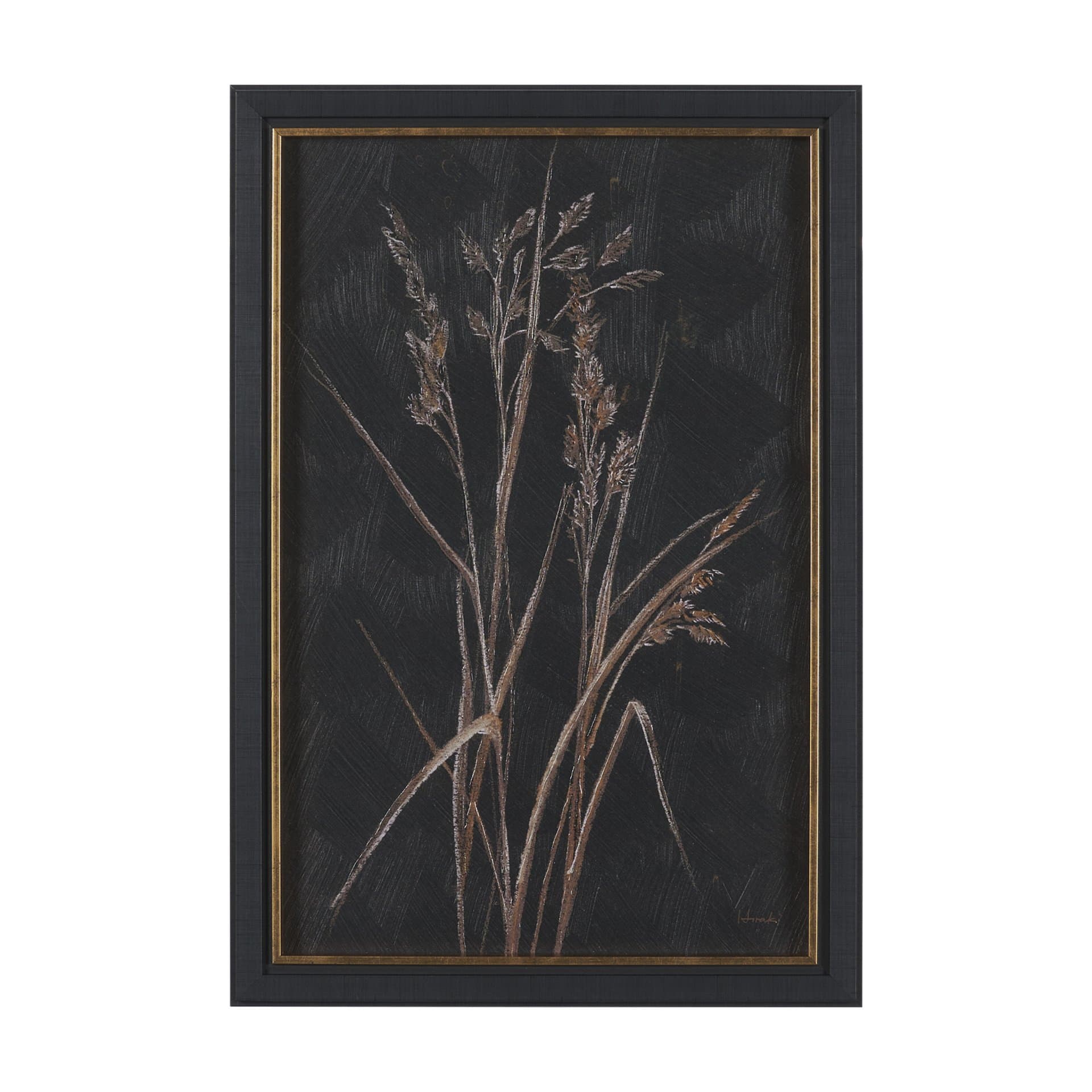Golden Grasses I by Mercana Studio Hand Embelished Textured Framed Artwork Matted — product photograph