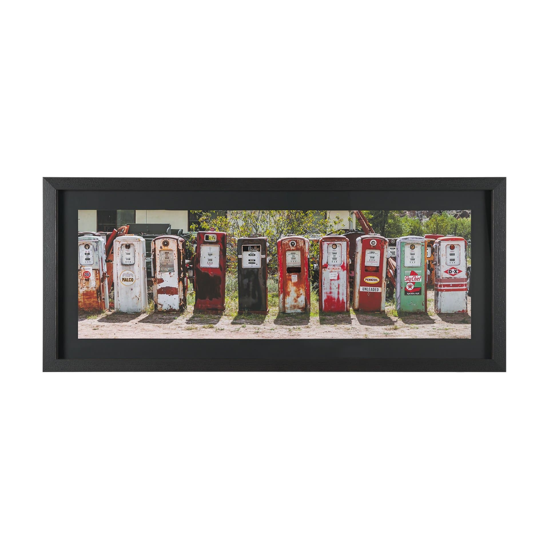 Gas Pumps by Richard Silver Hand Embelished Framed Art Print Matted under Glass — product photograph