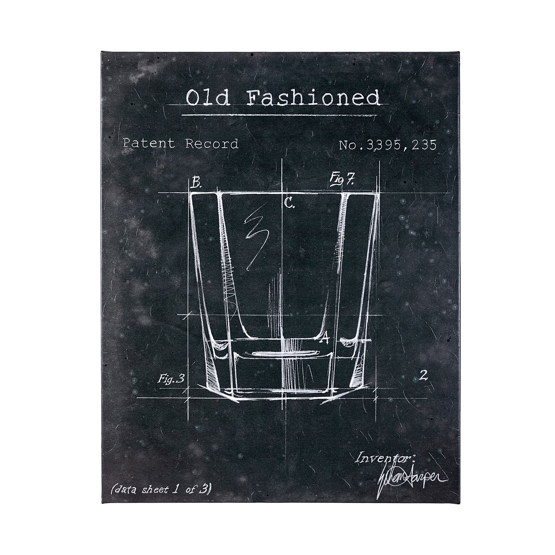 Barware Blueprint I by Mercana Studio a Hand Embellished Textured Canvas — product photograph