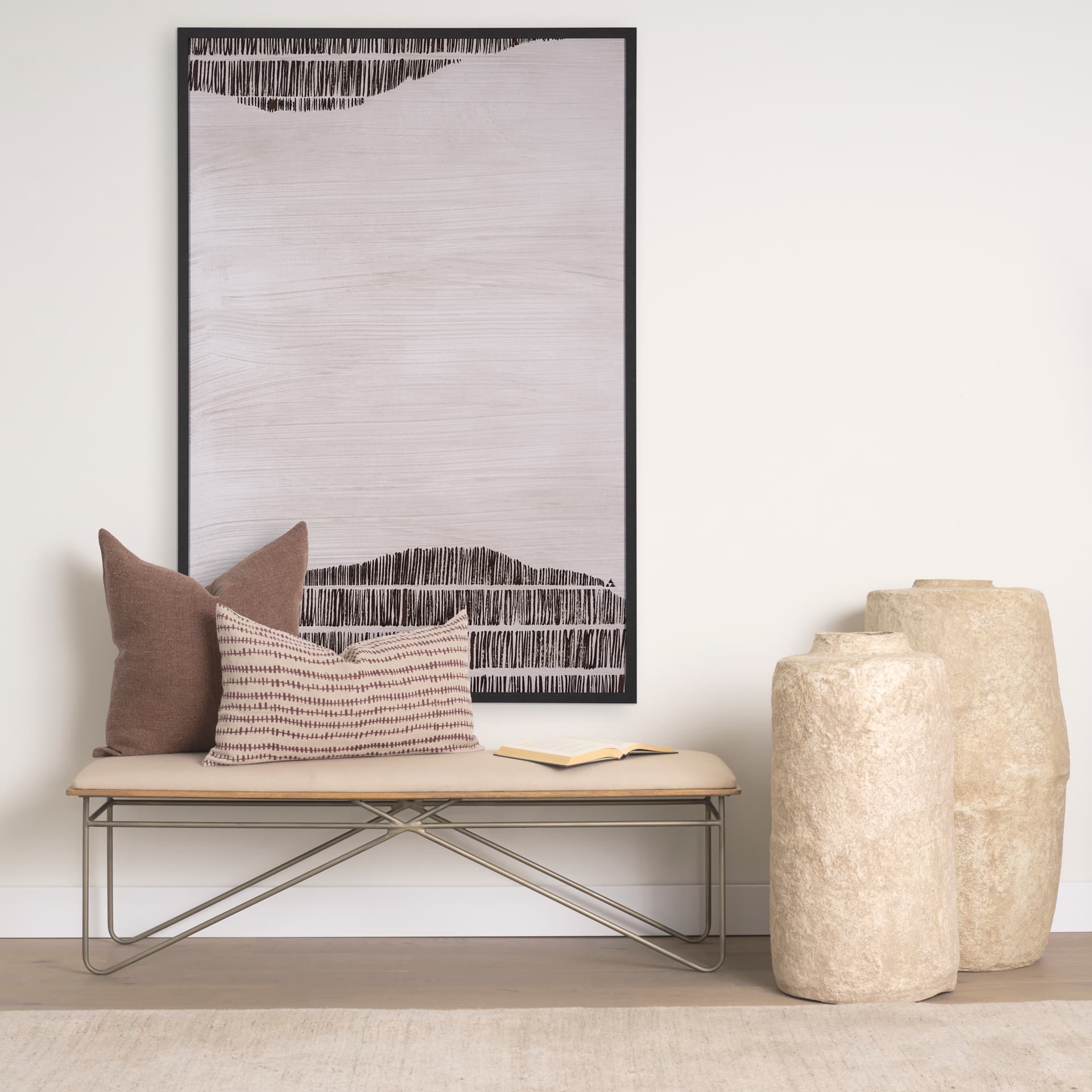 Delineation II by Mercana Studio a Hand Embelished Textured Framed Art Print — in a styled room