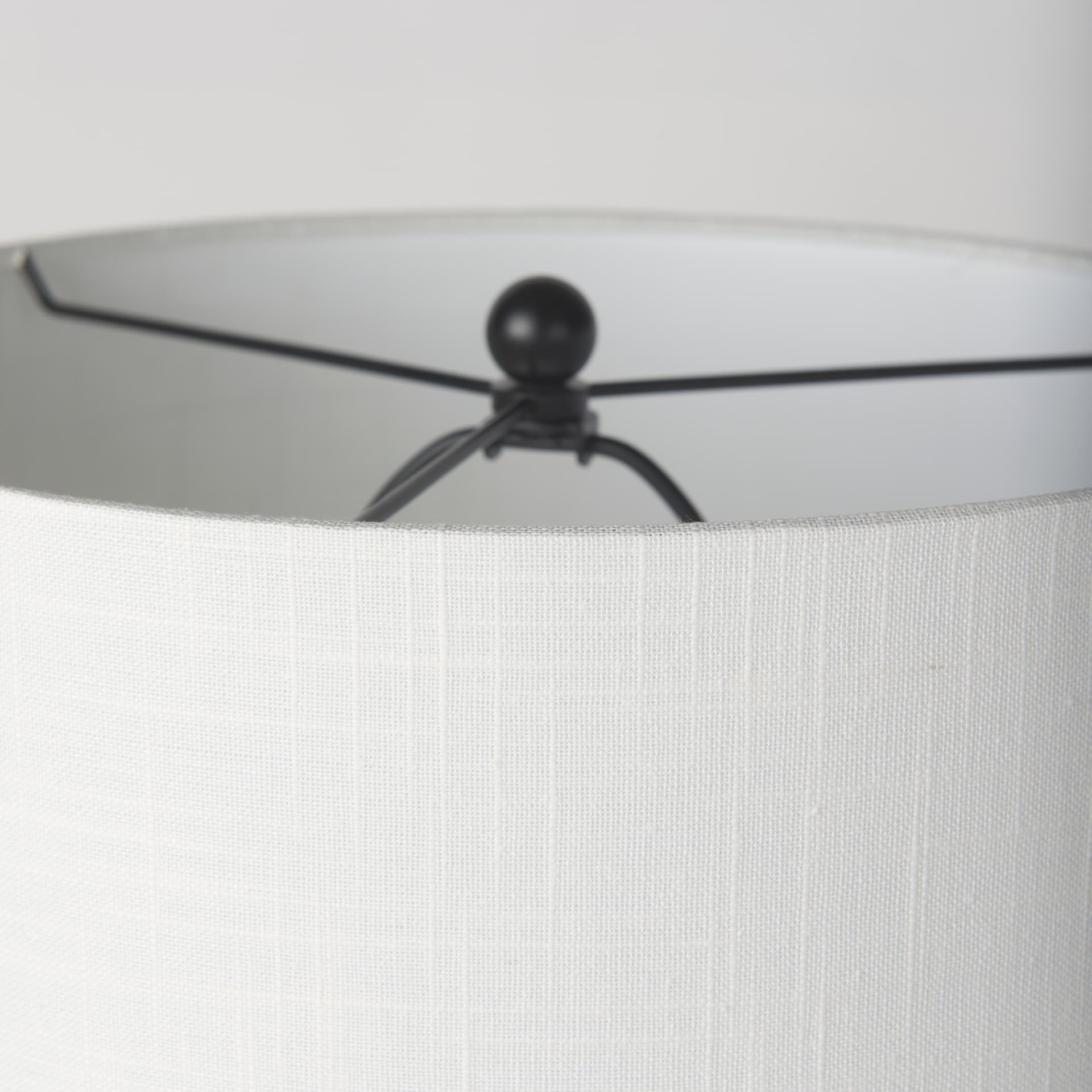 Sarah 15.0L x 10.0W x 22.2H Arched Black Metal W/Marble Cube and White Shade Table Lamp — product photograph