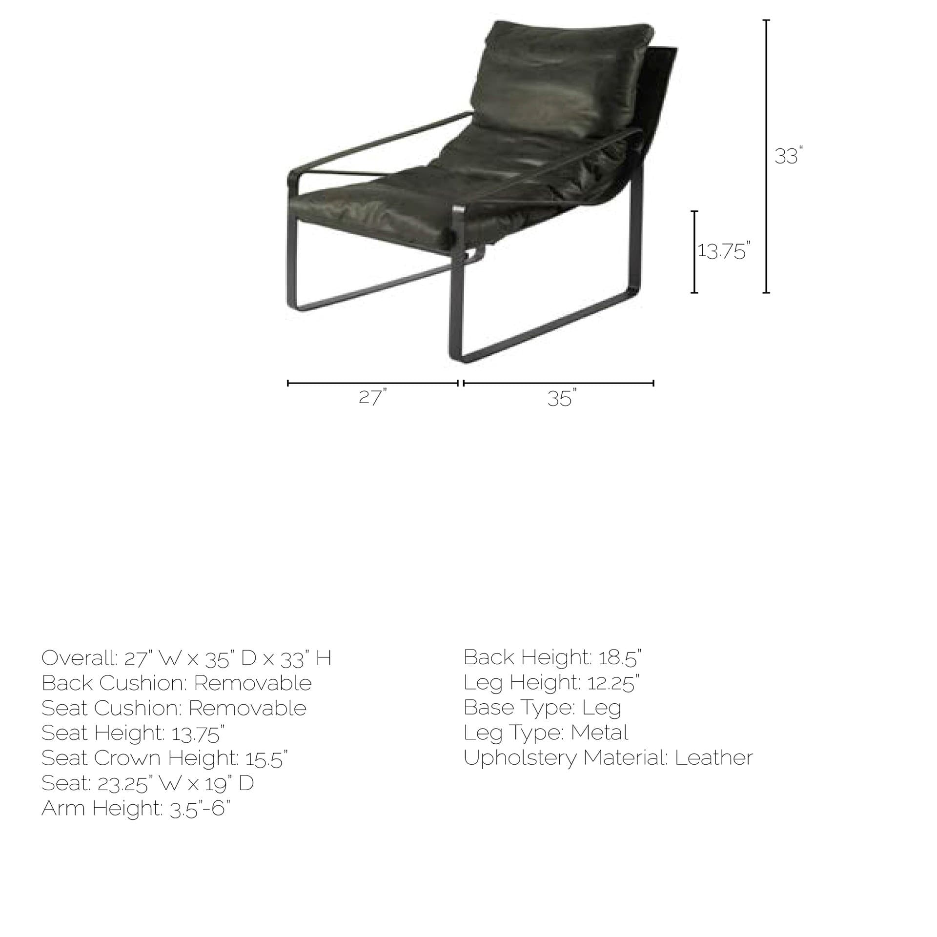 Hornet II Black Leather Body Metal Frame Accent Chair — product photograph