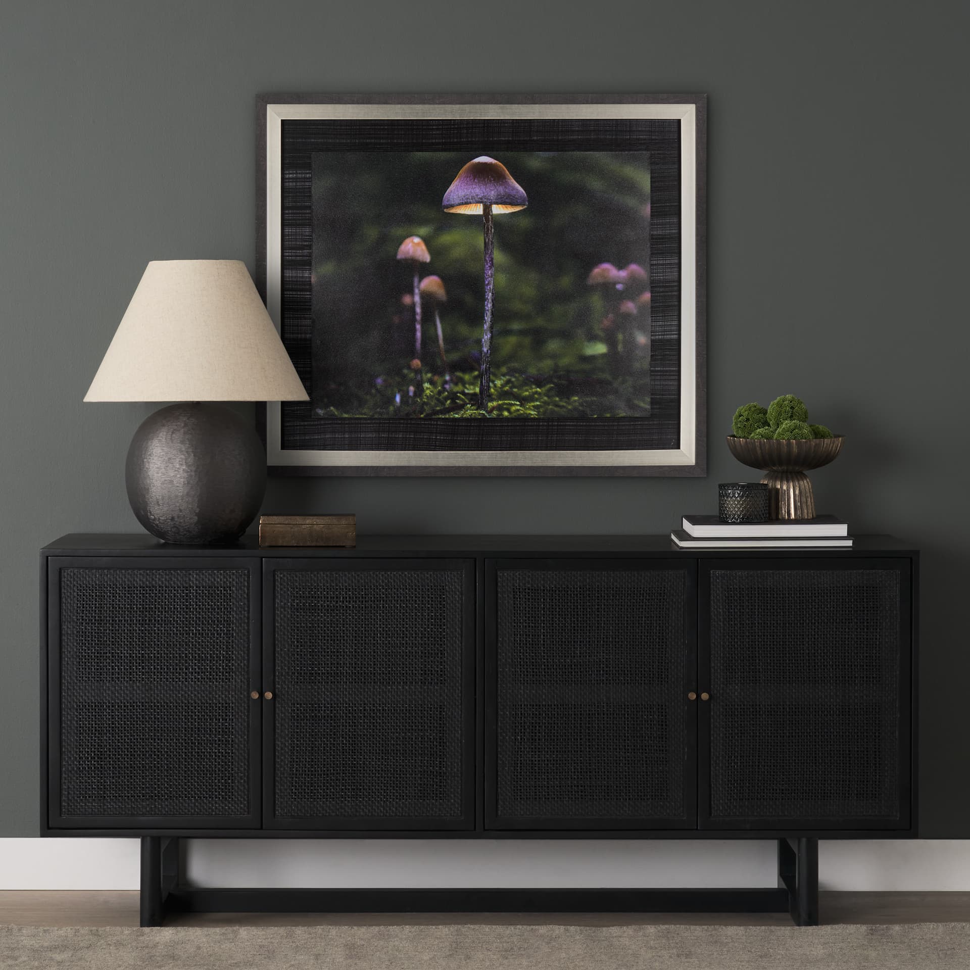 Mushroom by Chad Mackay a Hand Embellished Textured Framed Photo Art Print — in a styled room