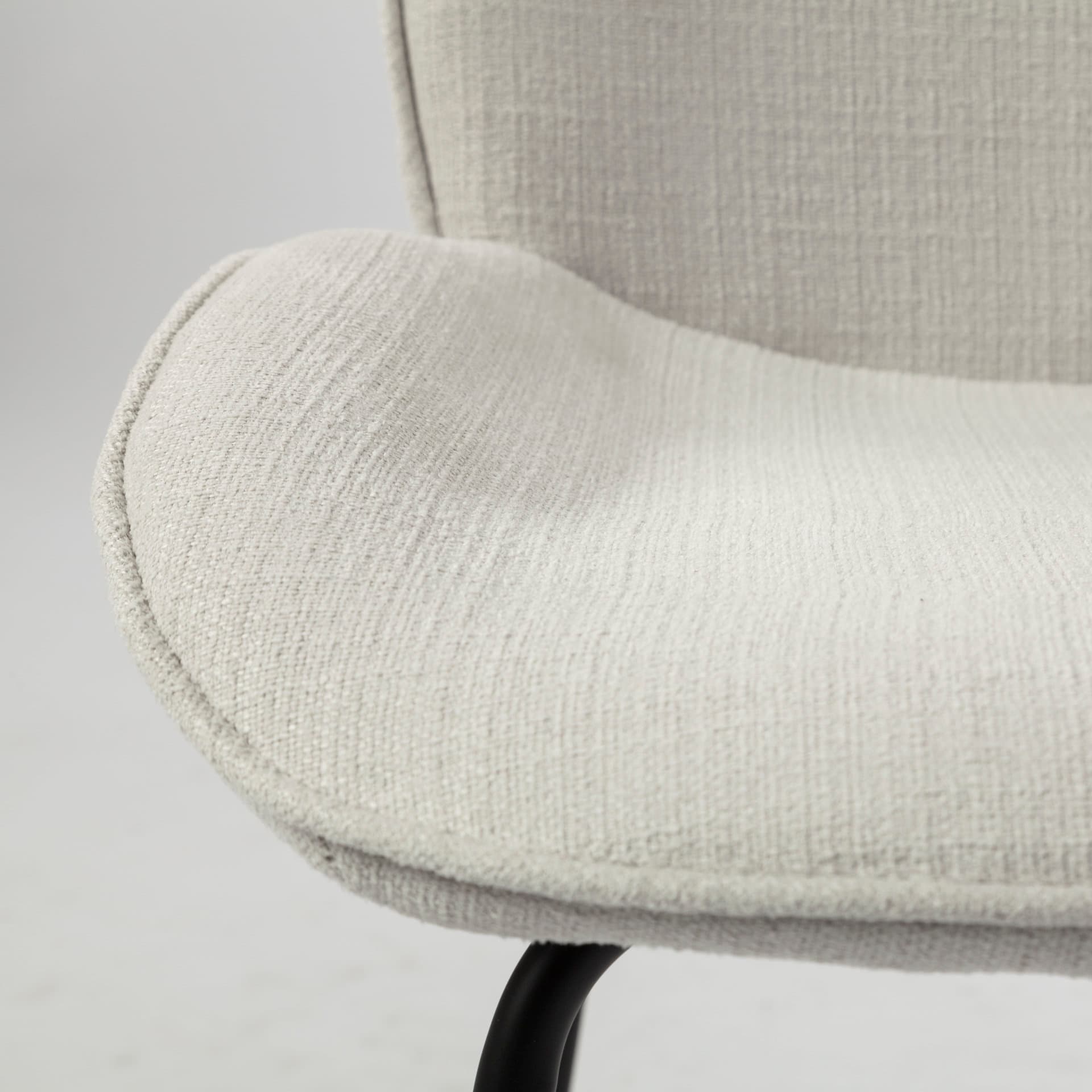 Inala Curved Back Dining Side Chair | White Fabric w/ Black Metal — product photograph