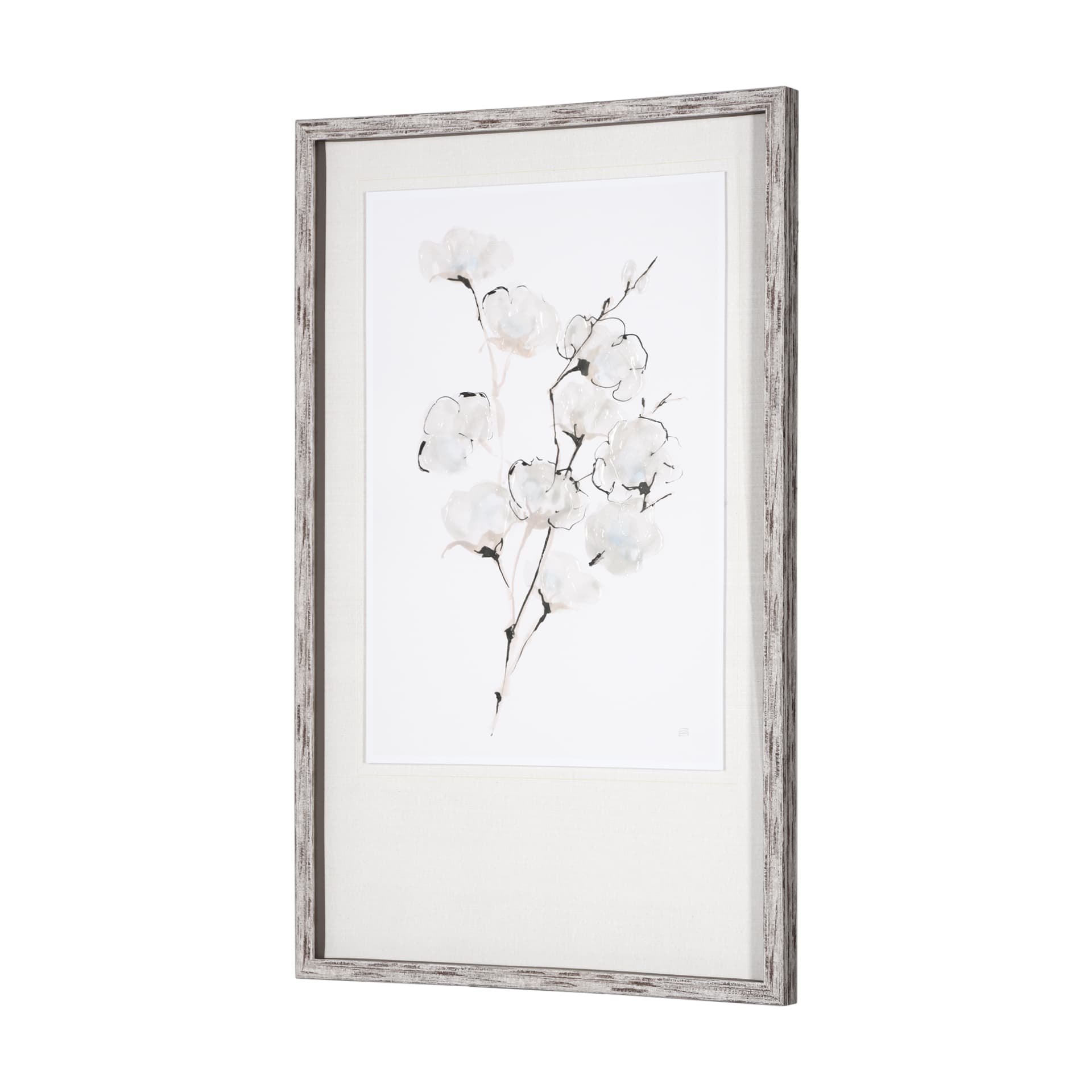 Summer Cotton III by Chris Paschke a Hand Embellished Textured Framed Art Print Matted under Glass — product photograph