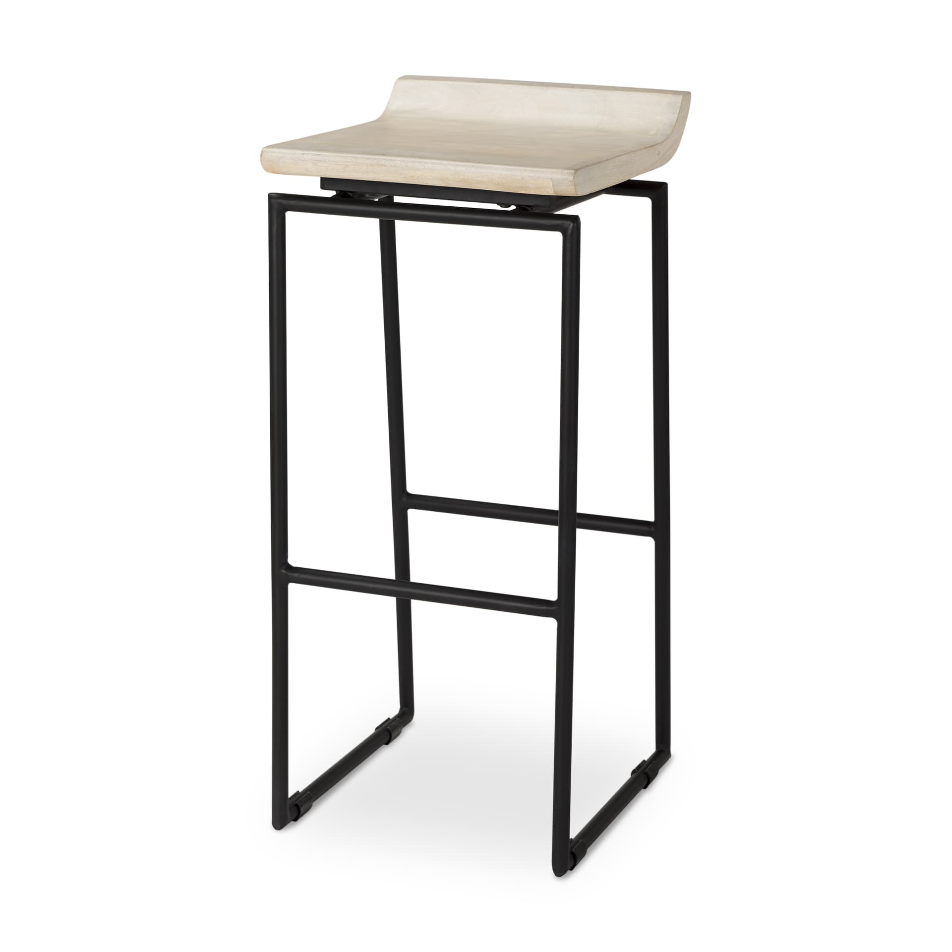 Givens Backless 32in Seat Bar Stool | Natural Wood w/ Black Metal — product photograph