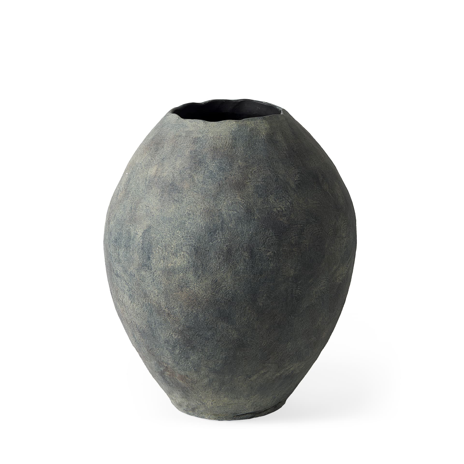 Gobi 16L x 20H Small Gray Ceramic Oval Vase — product photograph