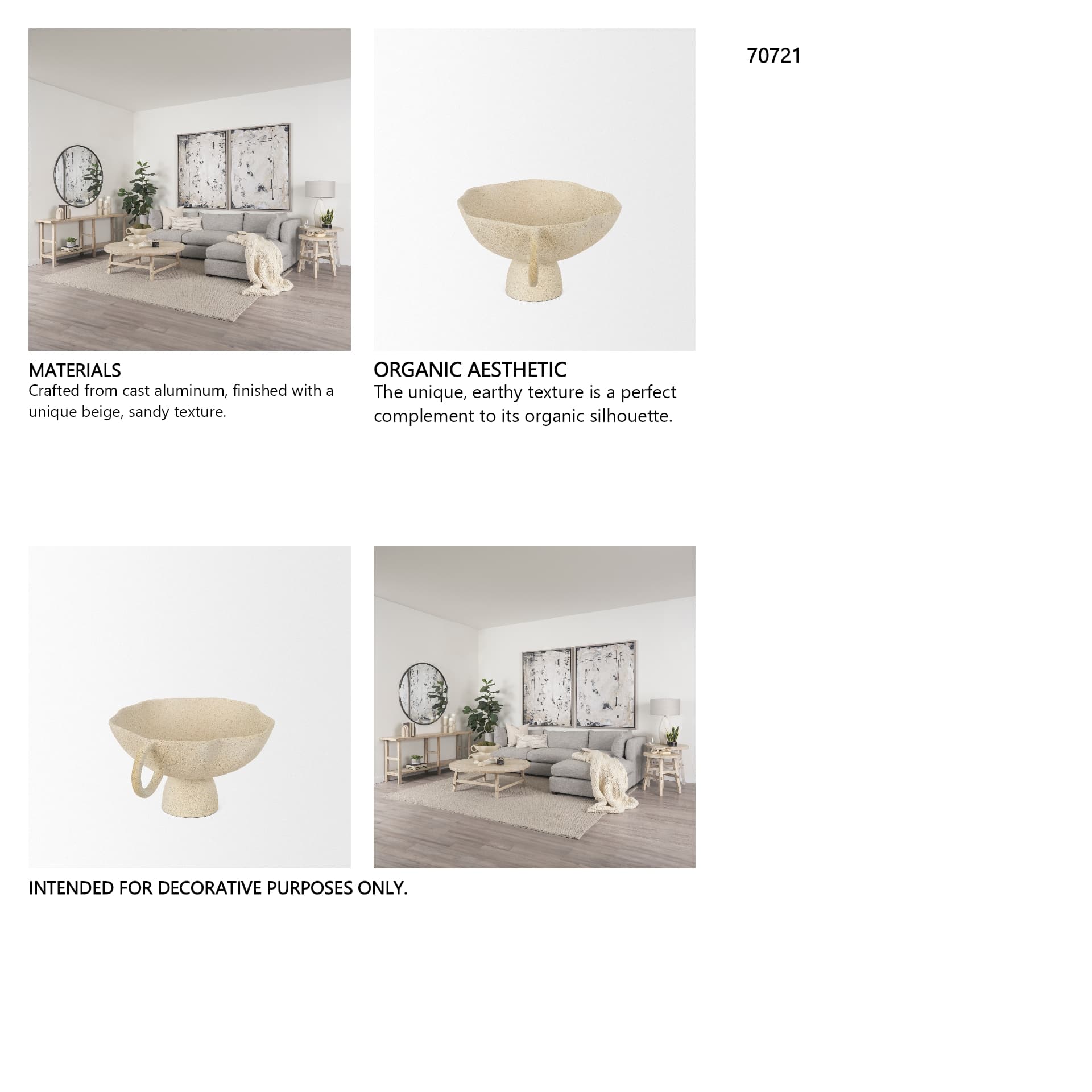 Radka Beige Textured Small Metal Decorative Bowl — in a styled room