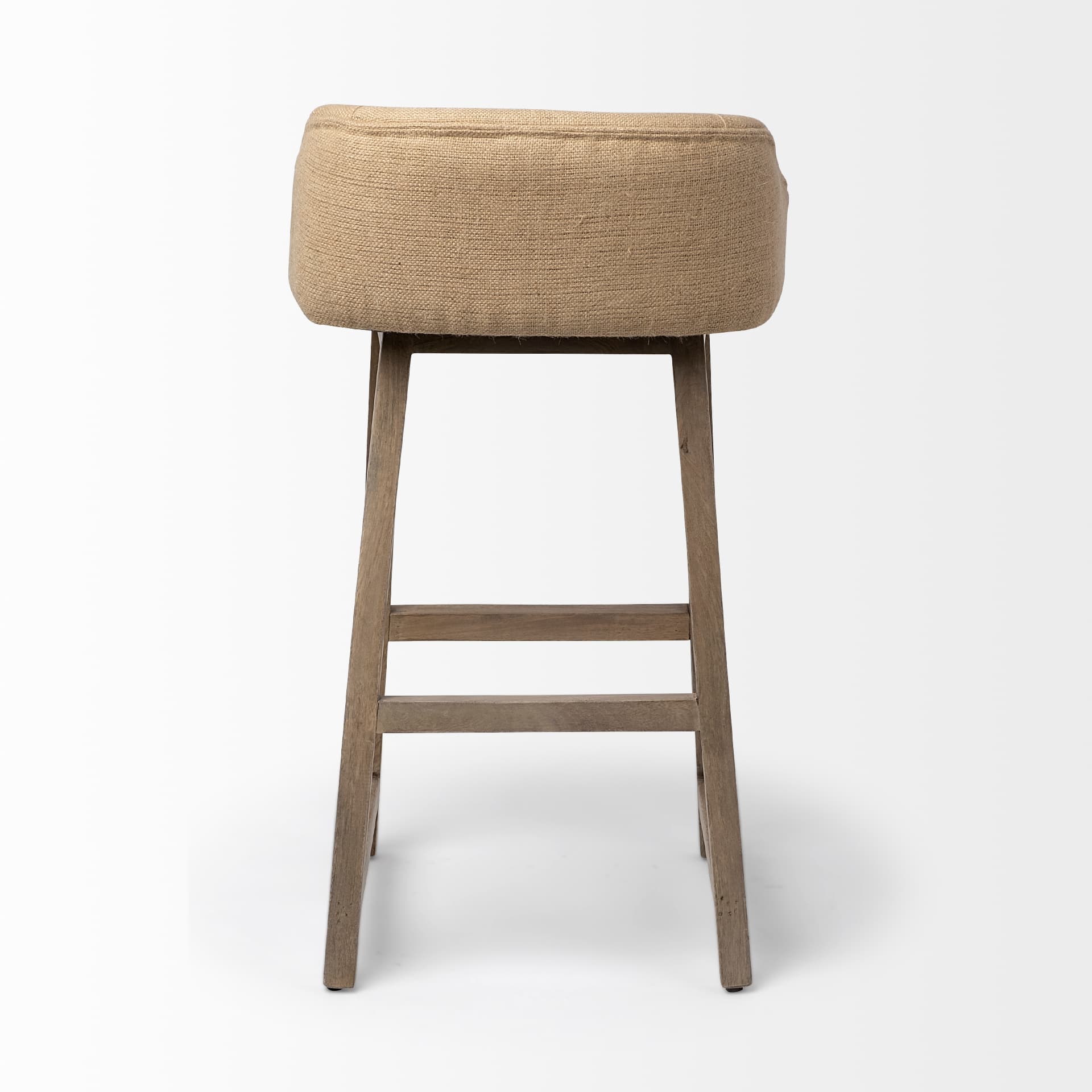 Monmouth Low Back 30in Seat Bar Stool | Cream Fabric w/ Brown Wood — product photograph