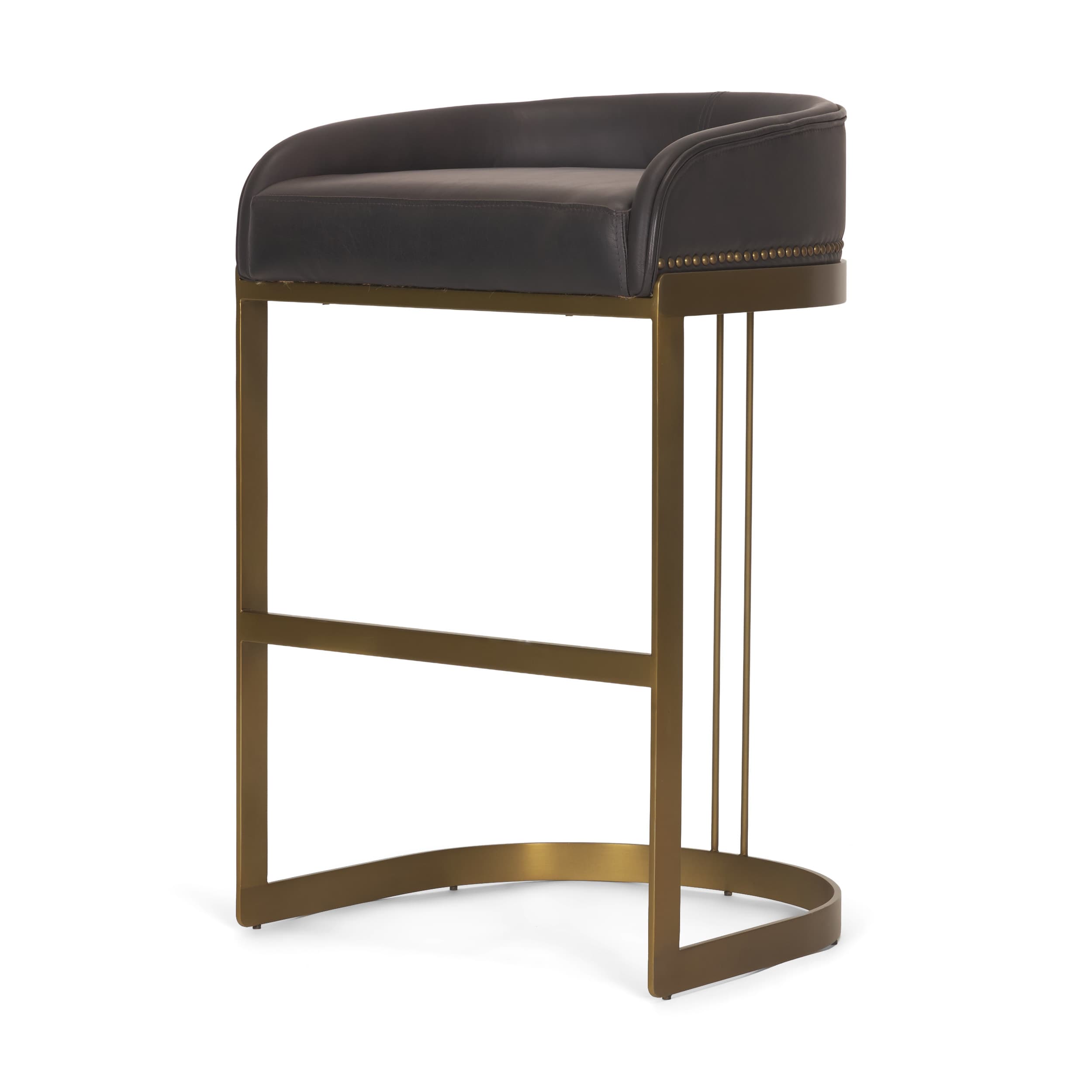 Hollyfield Backless 28.75in Seat Bar Stool | Brown Charcoal Leather — product photograph